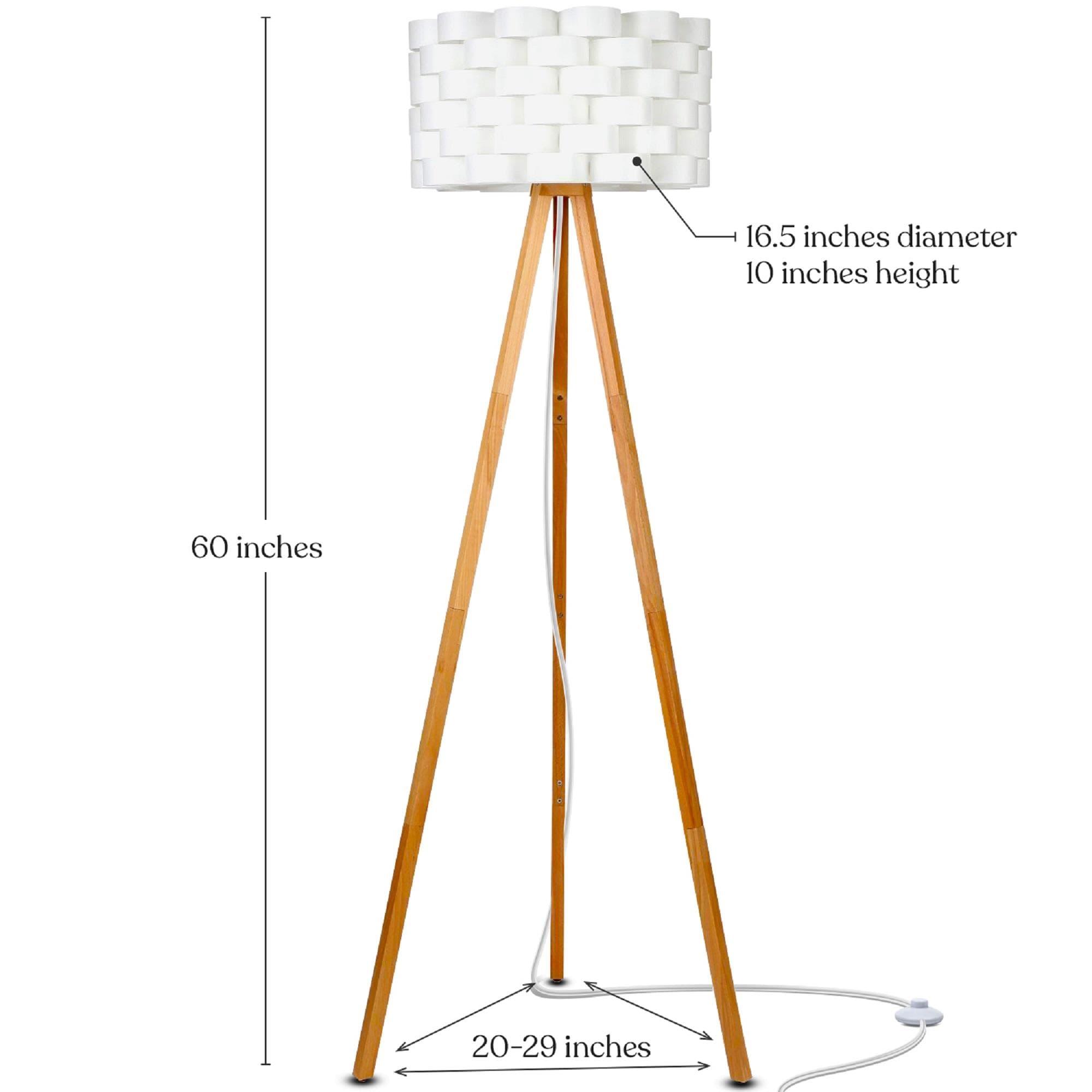 Brightech Bijou 60 in. Wood Farmhouse LED Floor Lamp with Drum Shade