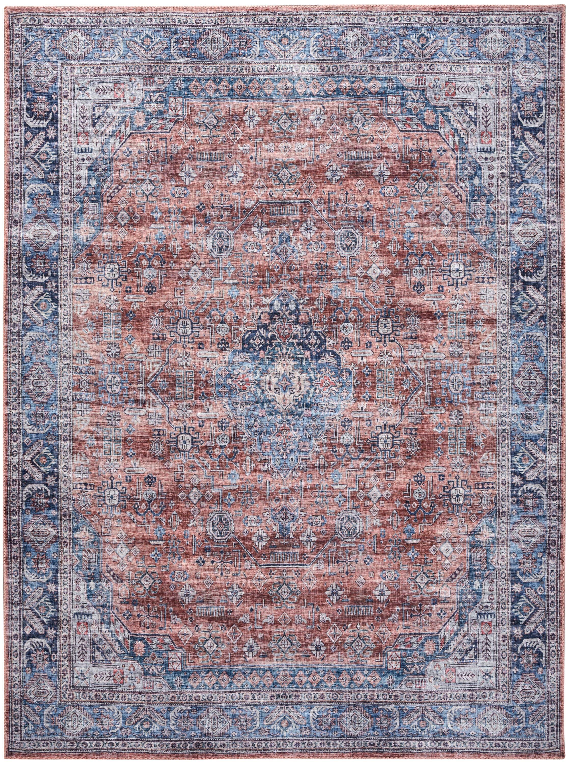 Nourison Washable Brilliance 7'10" x 9'10" Blue/Multi Vintage Indoor Rug