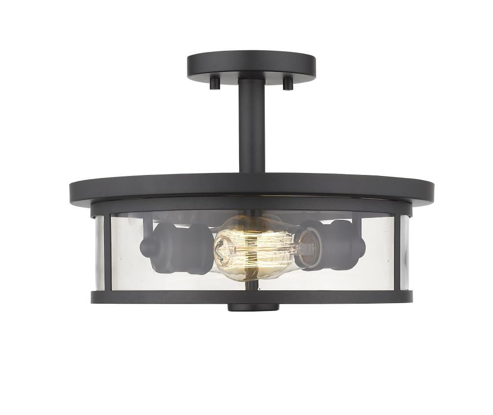 Z-Lite 462Sf14 Savannah 2 Light 14" Wide Semi-Flush Drum Ceiling Fixture - Bronze