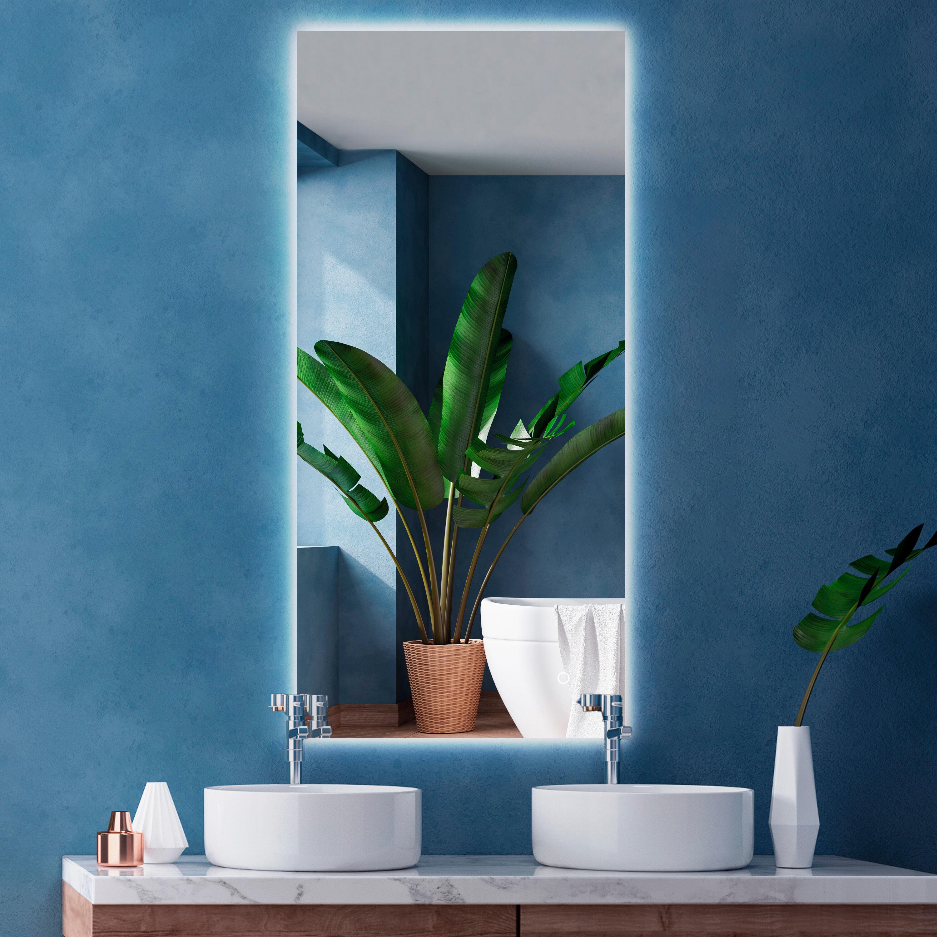 Nora 38" x 26" Rectangular Frameless Anti-Fog Aluminum Back-lit Tri-color LED Bathroom Vanity Mirror with Smart Touch Control - JONATHAN Y