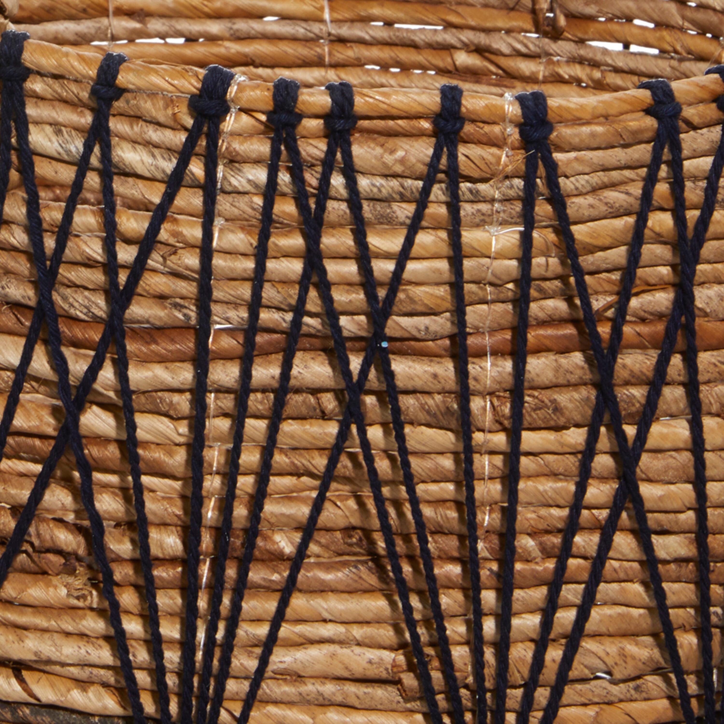Banana Leaf Handmade String Detail Decorative and Functional Storage Basket with Handles