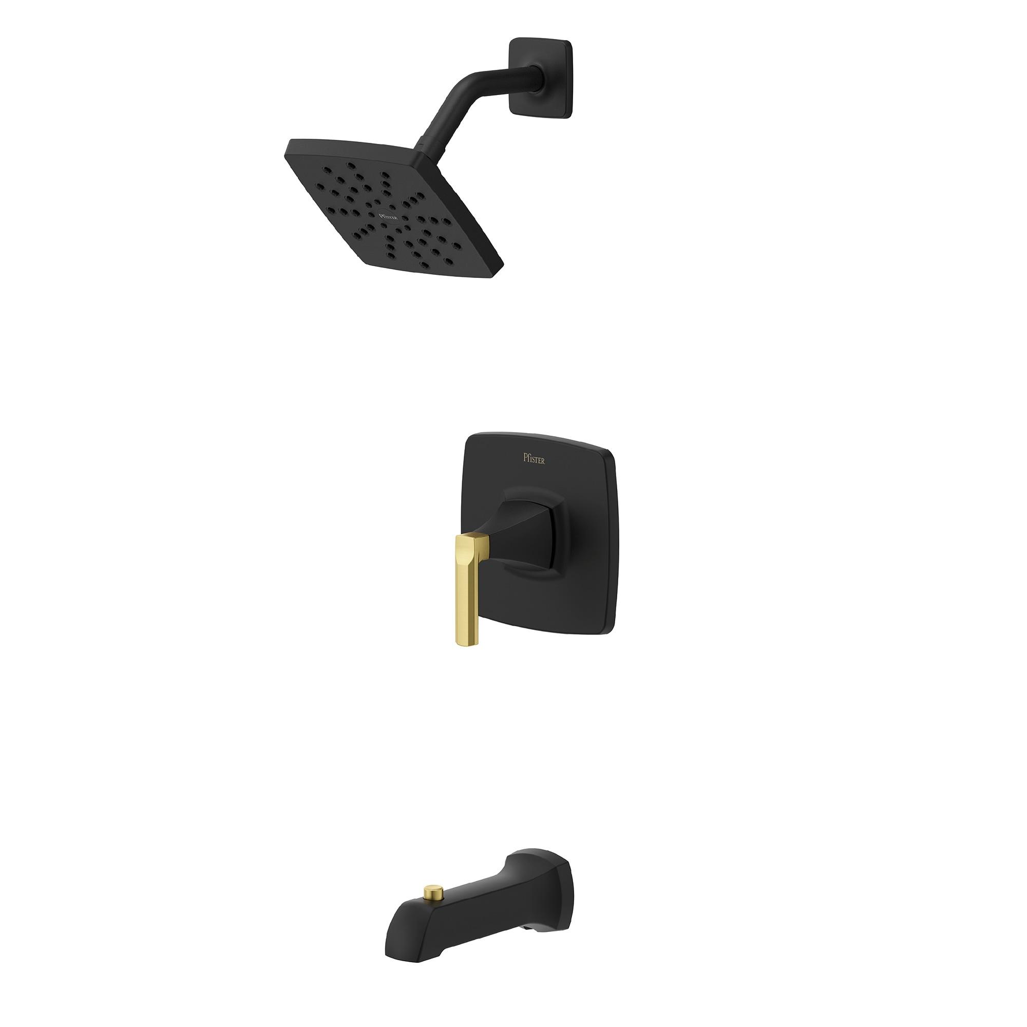 Vaneri Brushed Gold Square Wall Mounted Bathtub and Shower Faucet