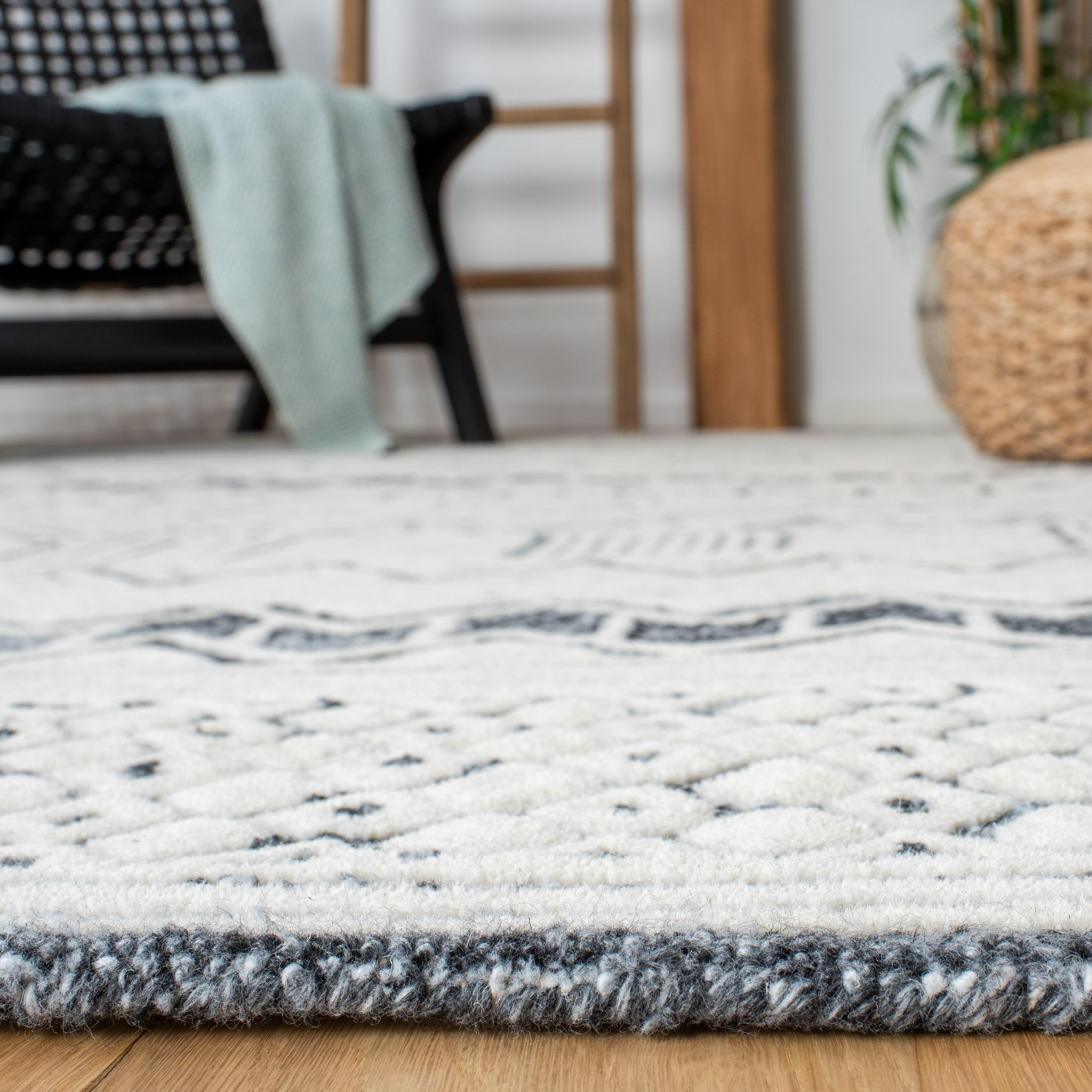 Roslyn ROS802 Hand Tufted Area Rug - Black/Ivory - 8'x10' - Safavieh.