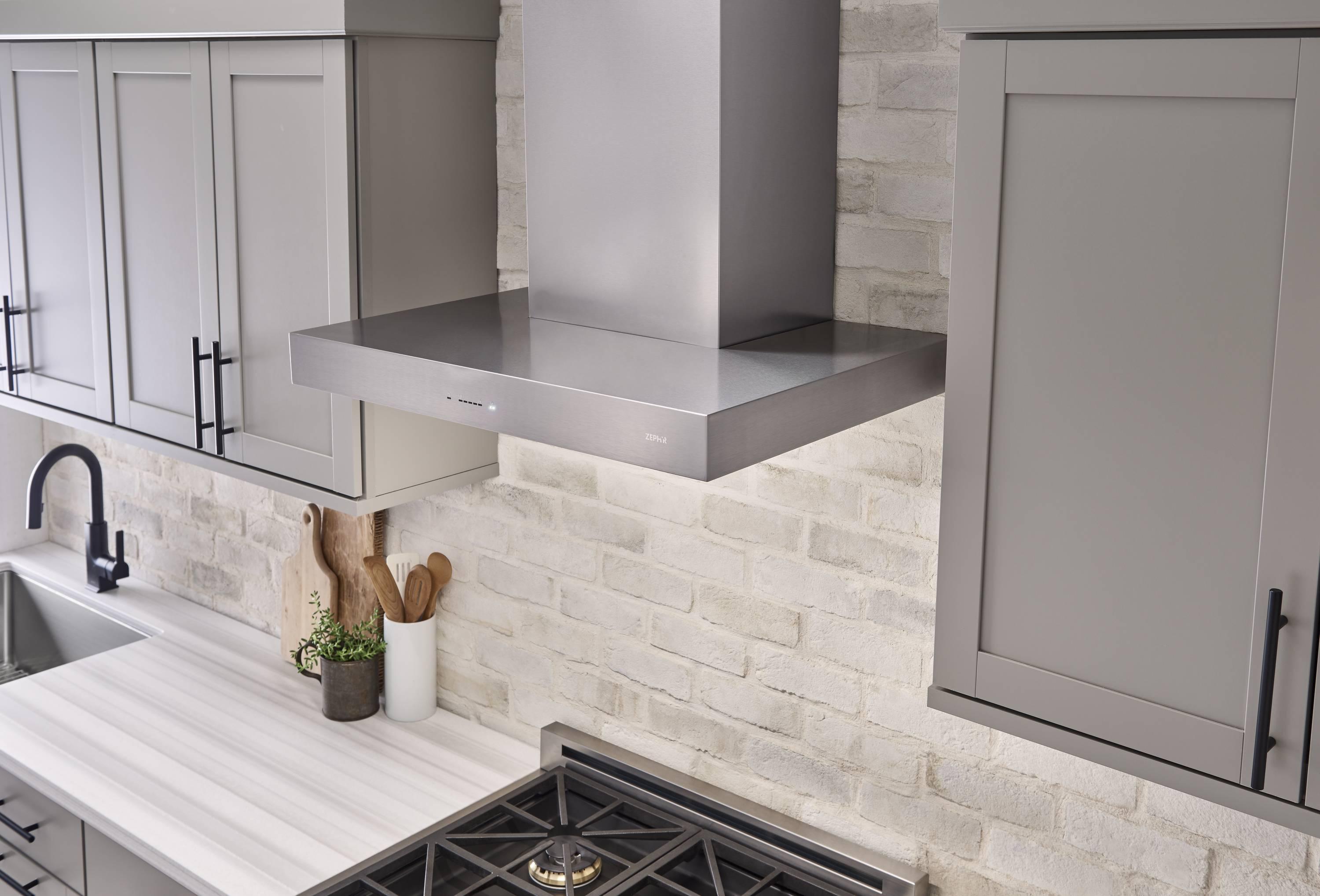 Zephyr 36" Roma 600 CFM Convertible Wall Mount Range Hood in Gray with Nightlight