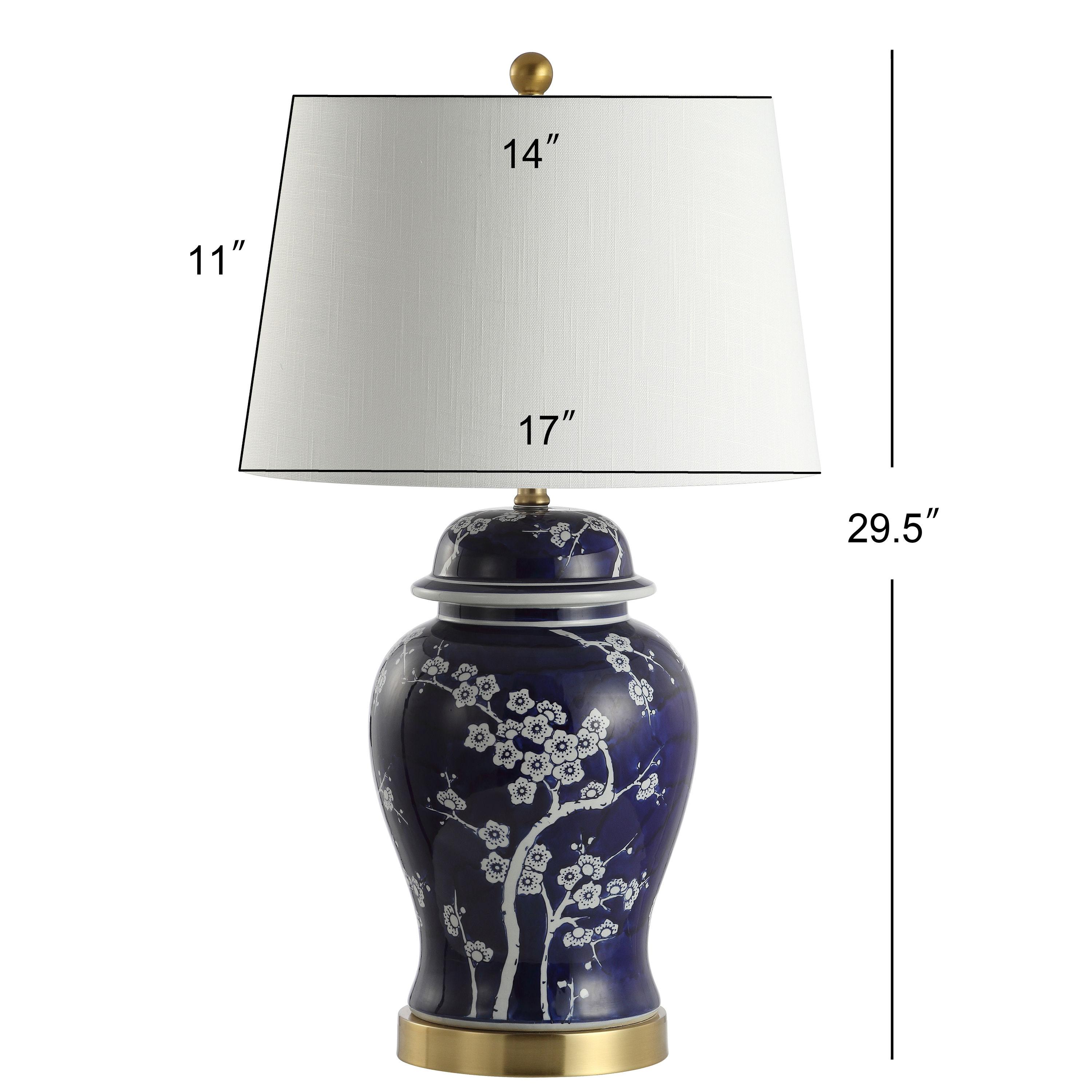 Gracie 29.5" White and Navy Ceramic Ginger Jar Table Lamp