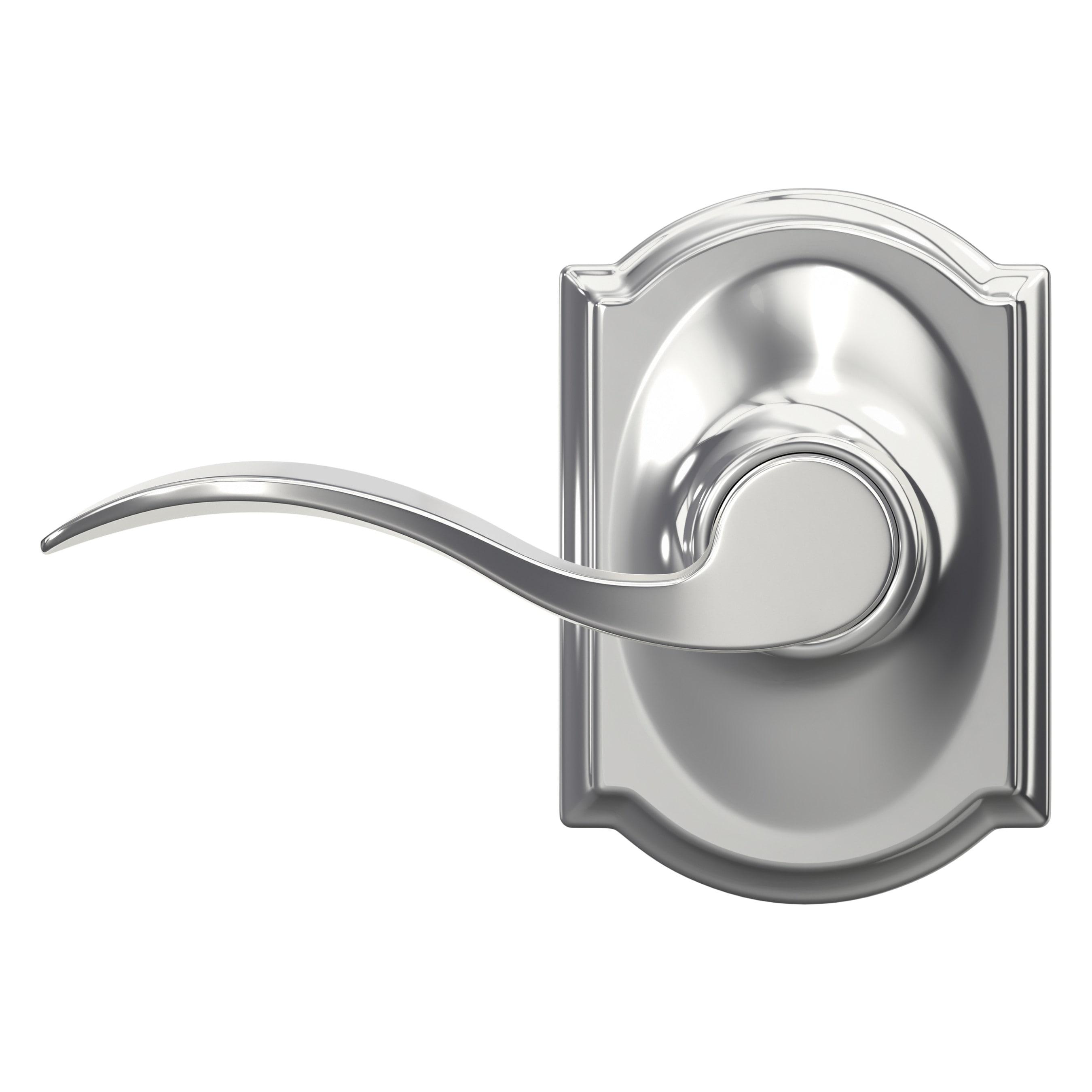 Bright Polished Chrome Accent Passage Door Lever with Camelot Rosette