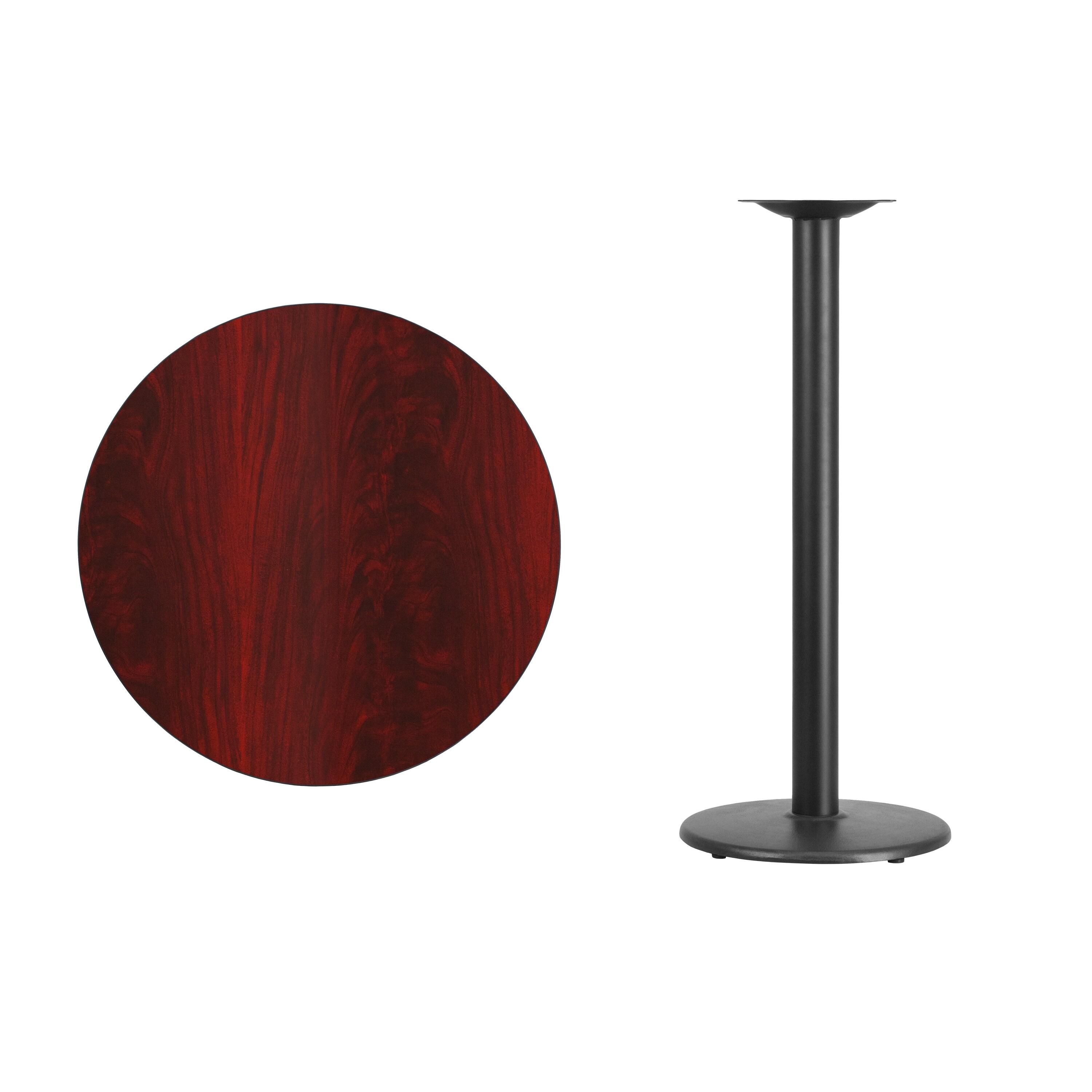 Flash Furniture Carrus 24'' Round Laminate Table Top with 18'' Round Bar Height Table Base