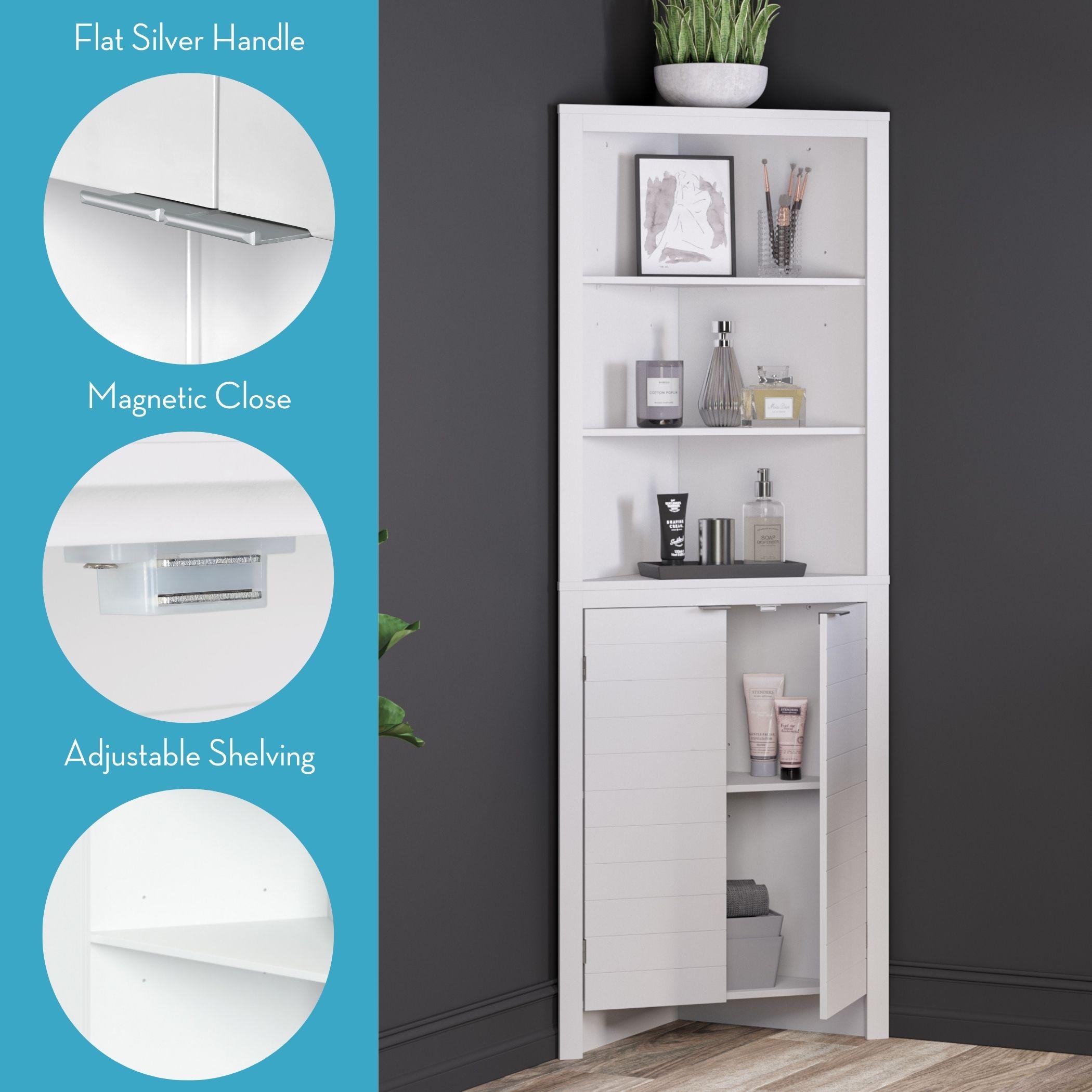 RiverRidge Madison Tall Corner Bathroom Storage Cabinet with Open Shelves