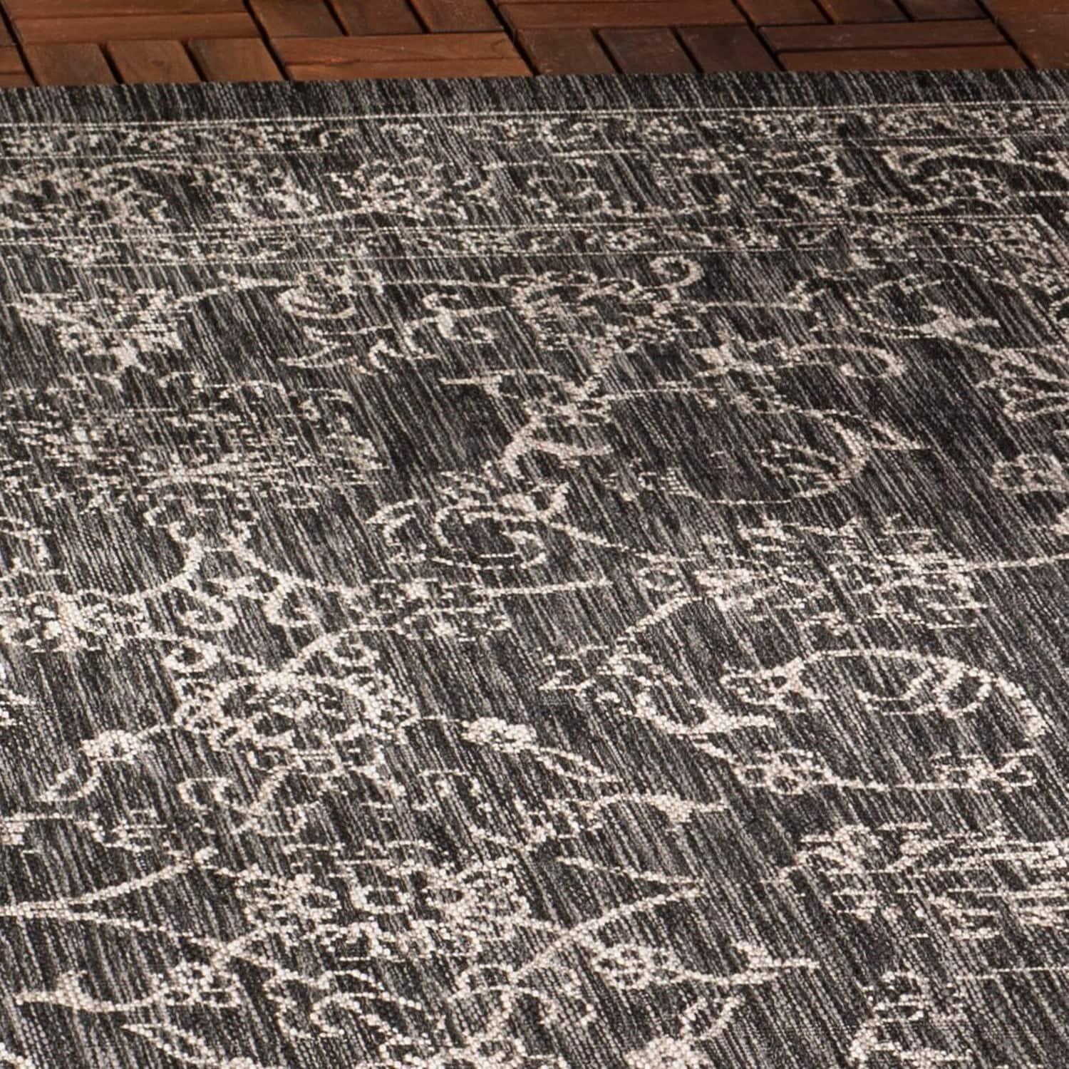 Courtyard CY8680 Power Loomed Indoor and Outdoor Runner Rug - Black/Ivory - 2'3"x14' - Safavieh