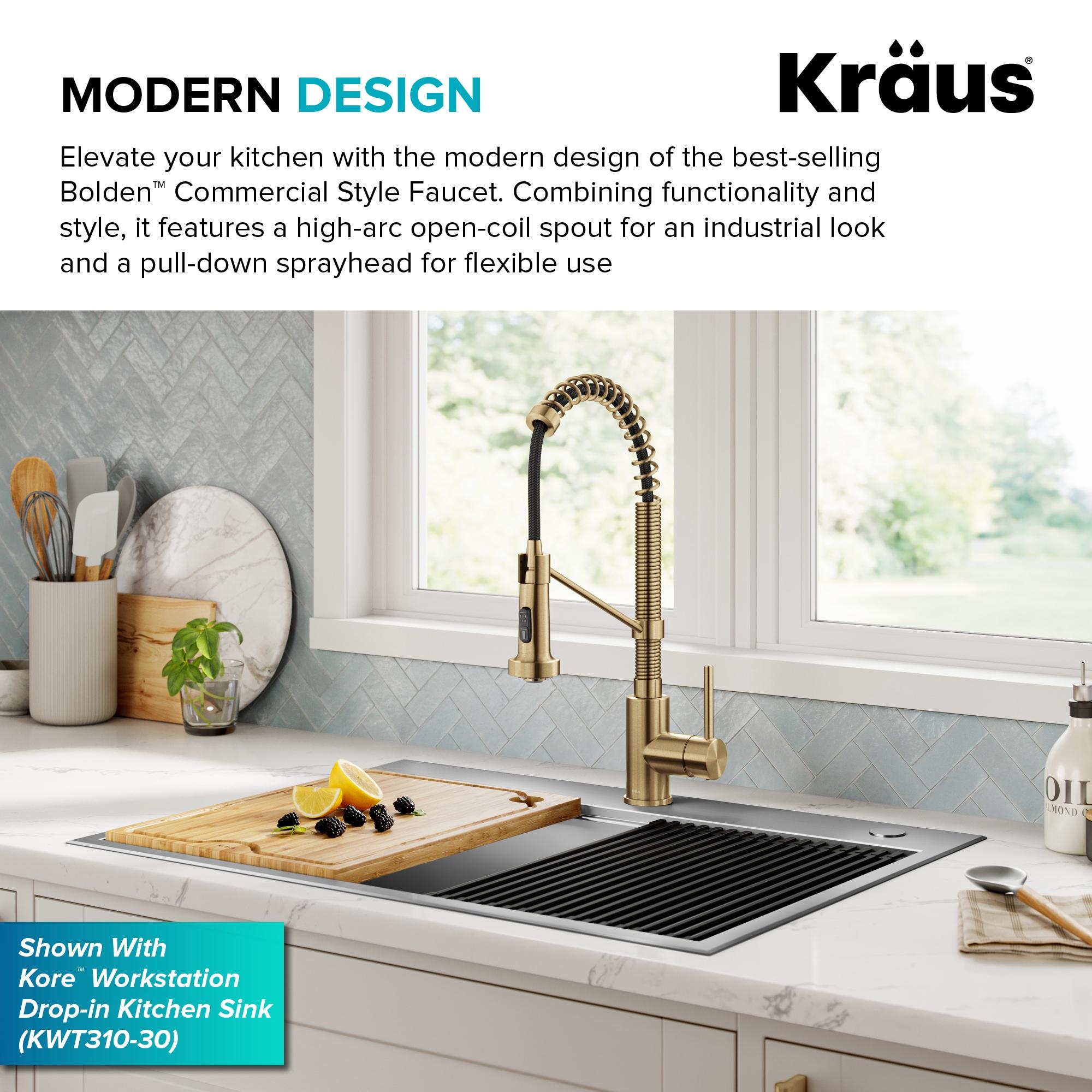 KRAUS Bolden Commercial Style 2-Function Single Handle Pull Down Kitchen Faucet