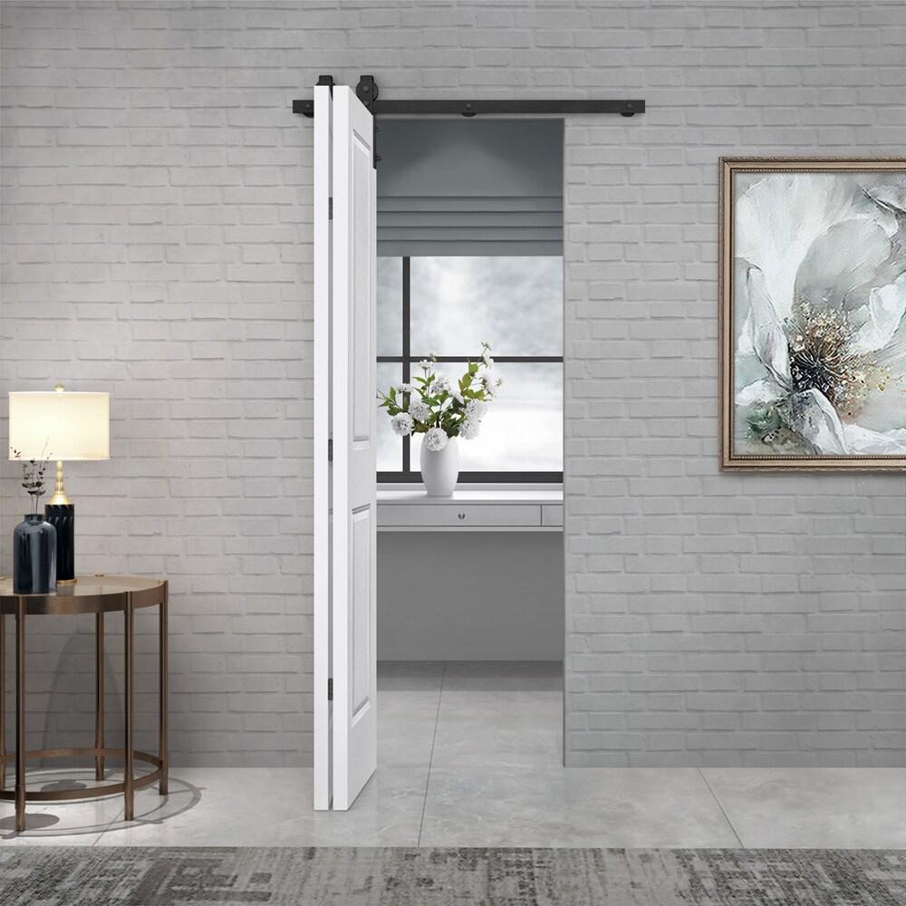 Calhome Paneled MDF Composite Bifold Barn Door with Installation Hardware Kit