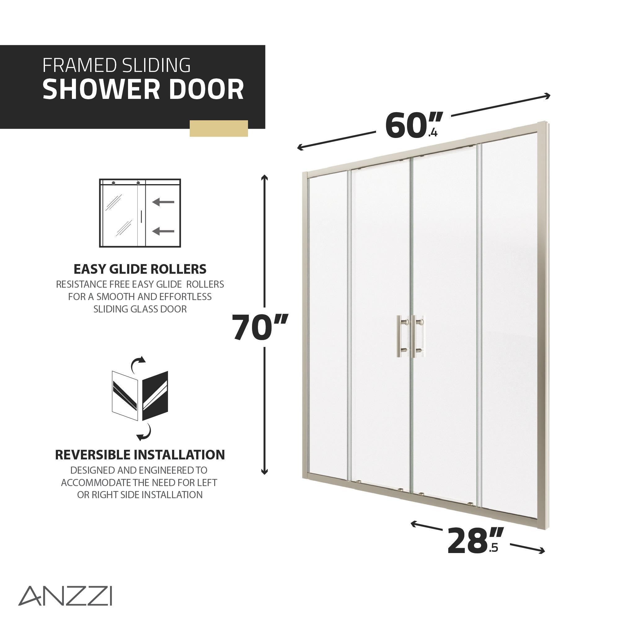 60" - 60.4" W x 70" H Framed Shower Door
