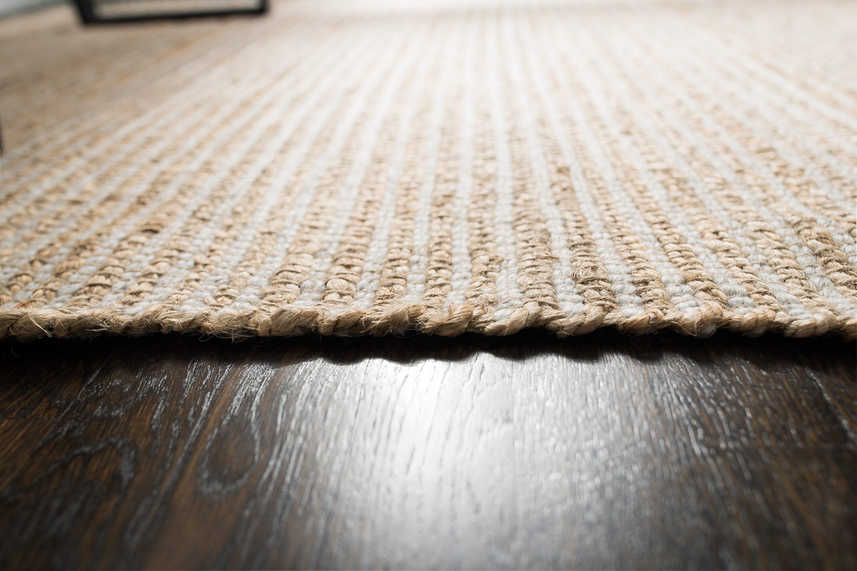 Jani  Madi Natural/Grey Jute and Wool Rug Brown 4' x 6' Stripe 4' x 6' Entryway, Living Room, Dining Room