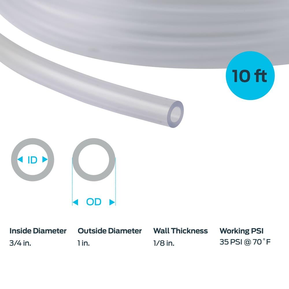 EZ-FLO 98624 PVC Clear Vinyl Tubing, 1 inch OD, 10 Ft