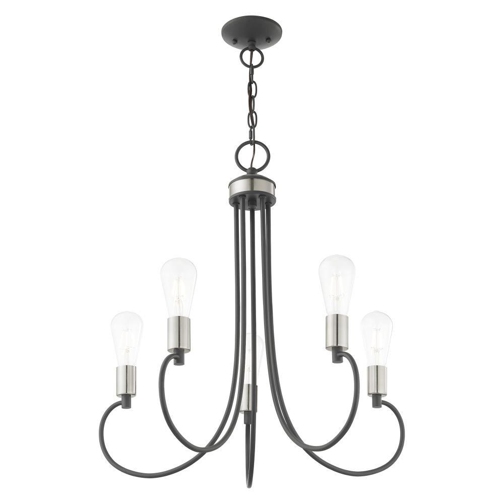 Mini Bari 5-Light Scandinavian Gray Crystal Candle Chandelier