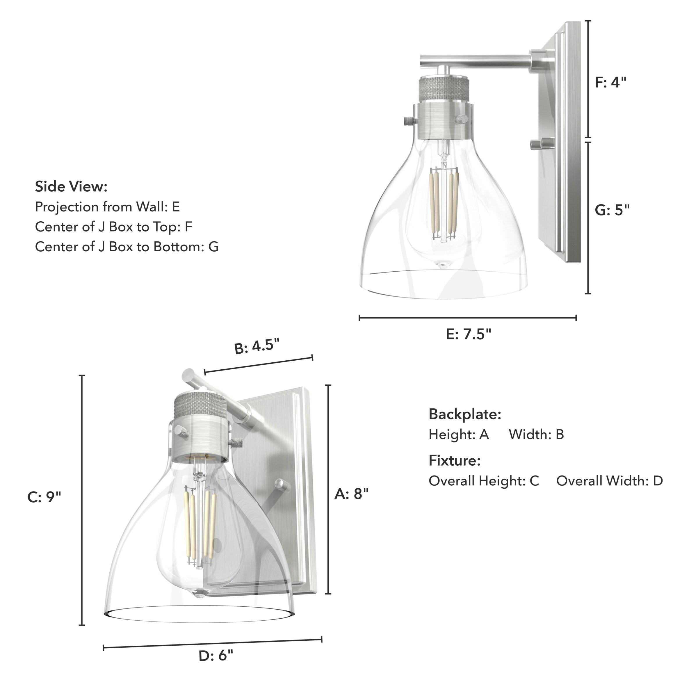 Hunter Van Nuys Brushed Nickel 1 Light Sconce Wall Light Fixture