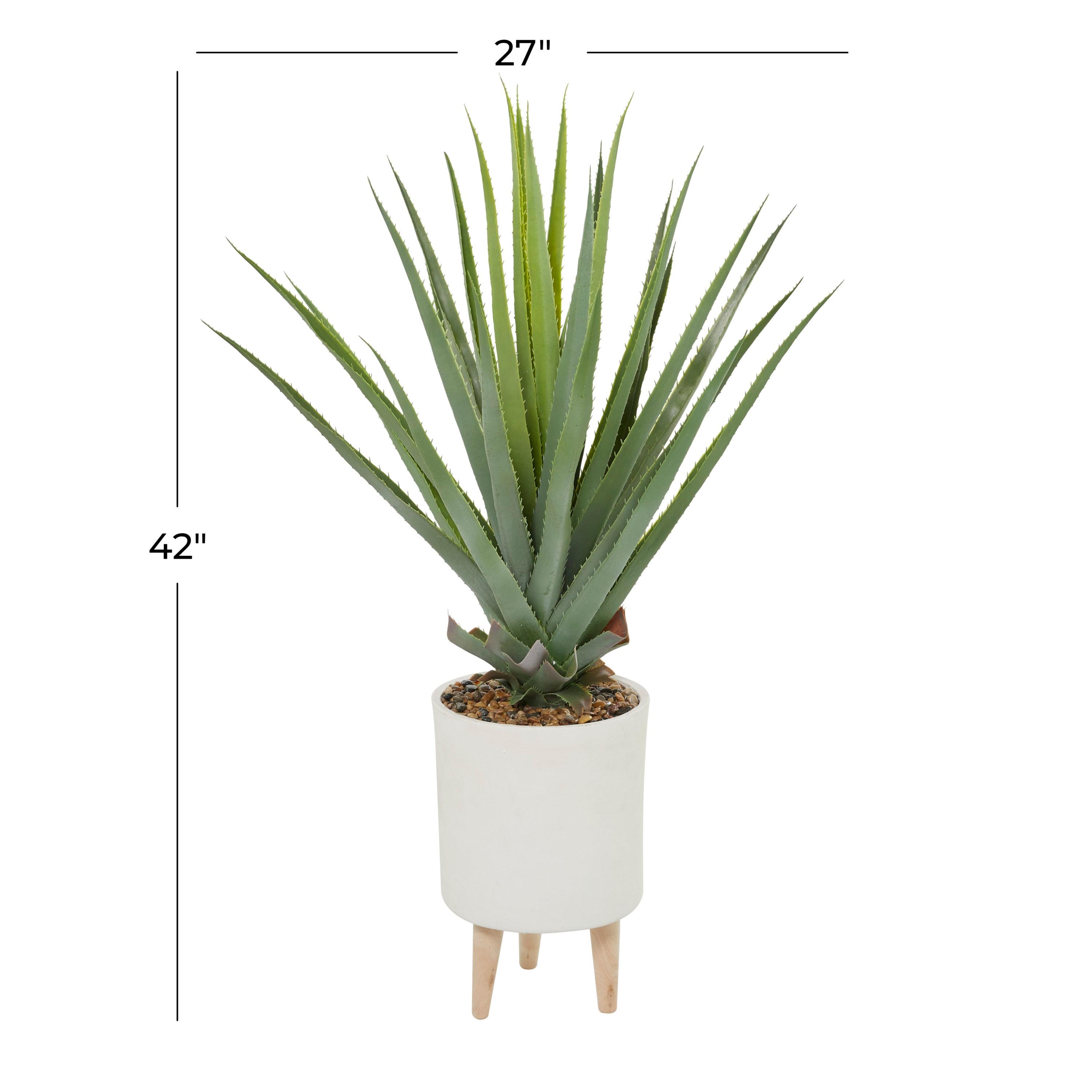 DecMode 42" Artificial Agave Plant in Realistic Leaves and White Ceramic Pot