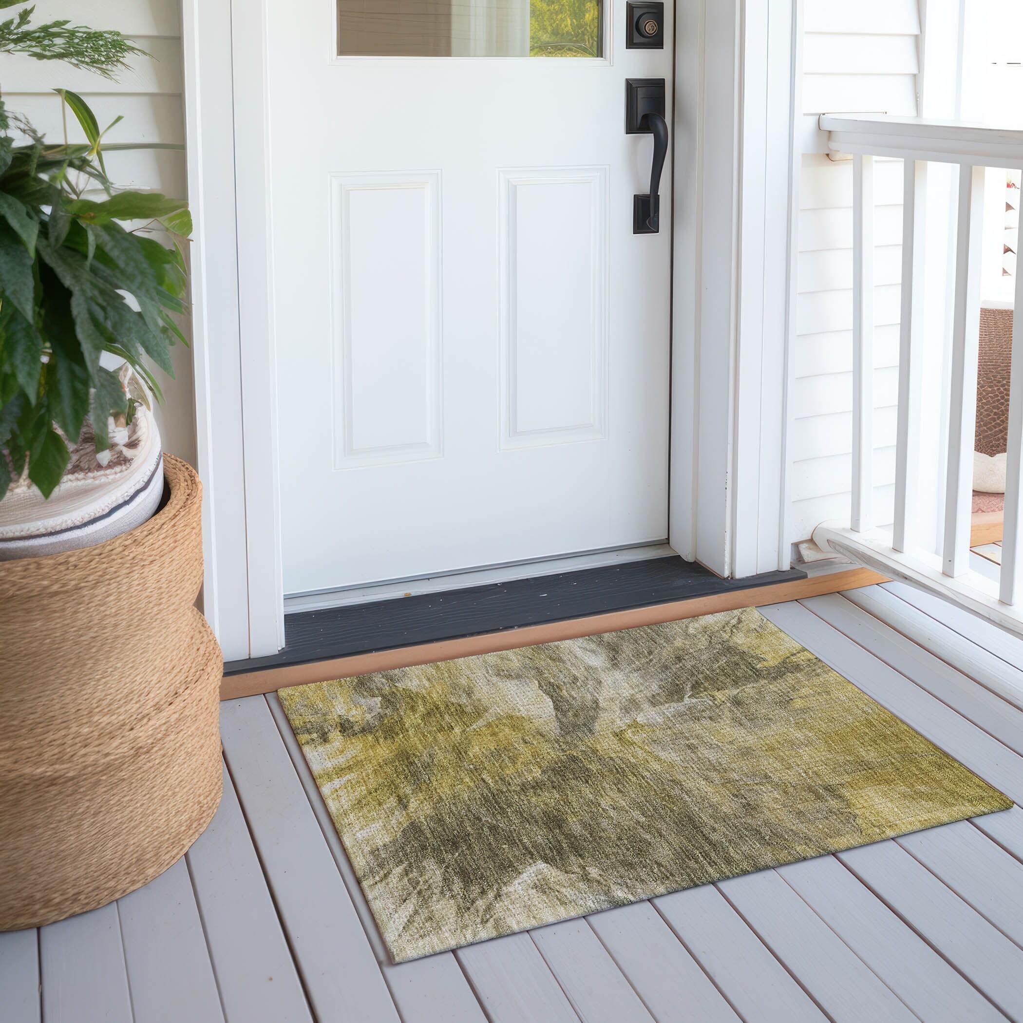 Addison Rugs Machine Washable Indoor/ Outdoor Chantille Contemporary Splash Rug Taupe - 1'8" x 2'6"