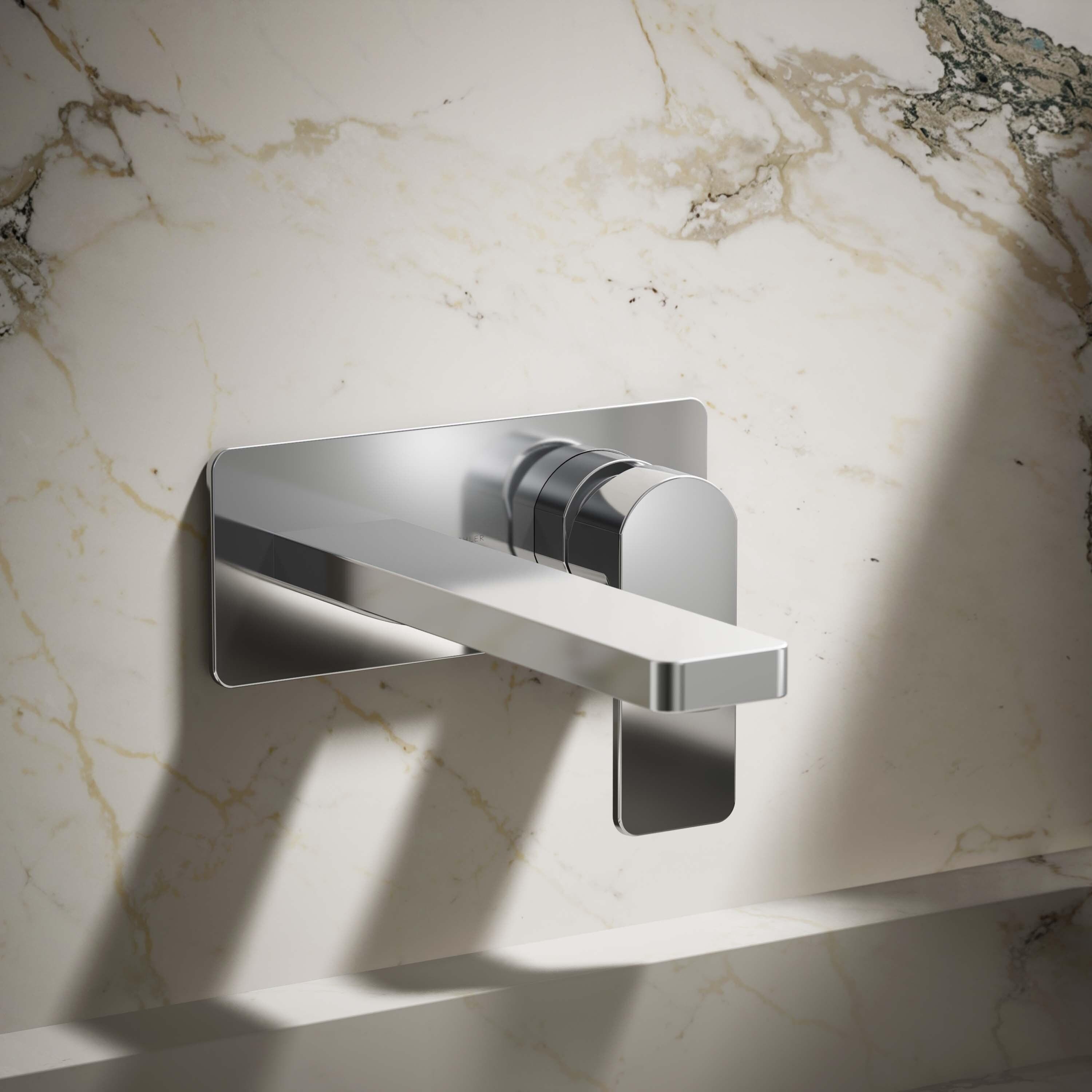 Parallel Wall-Mount Single-Handle Bathroom Sink Faucet