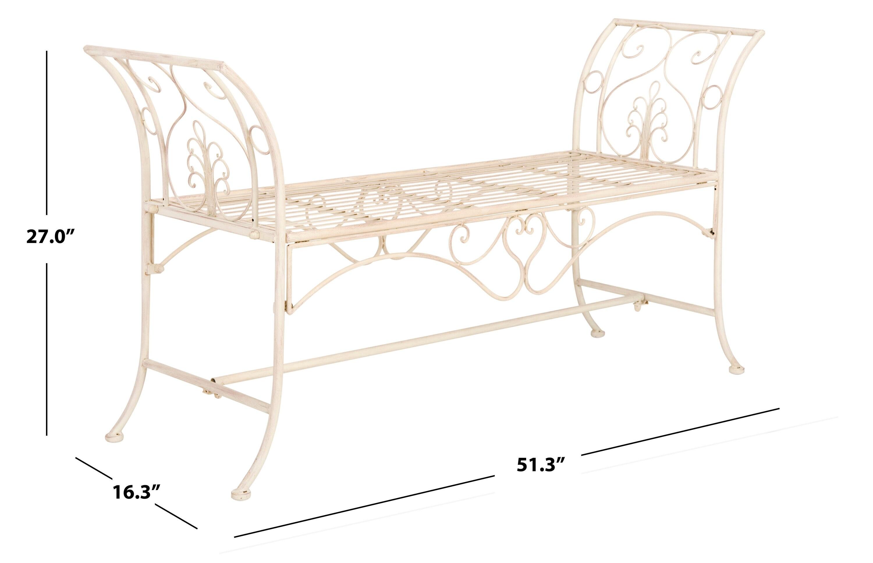 Adina Bench - Outdoor - PAT5016 - Distressed White - Safavieh