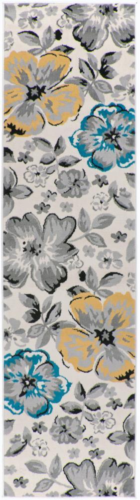 World Rug Gallery Modern Floral Design Cream 2' x 7' Runner Rug