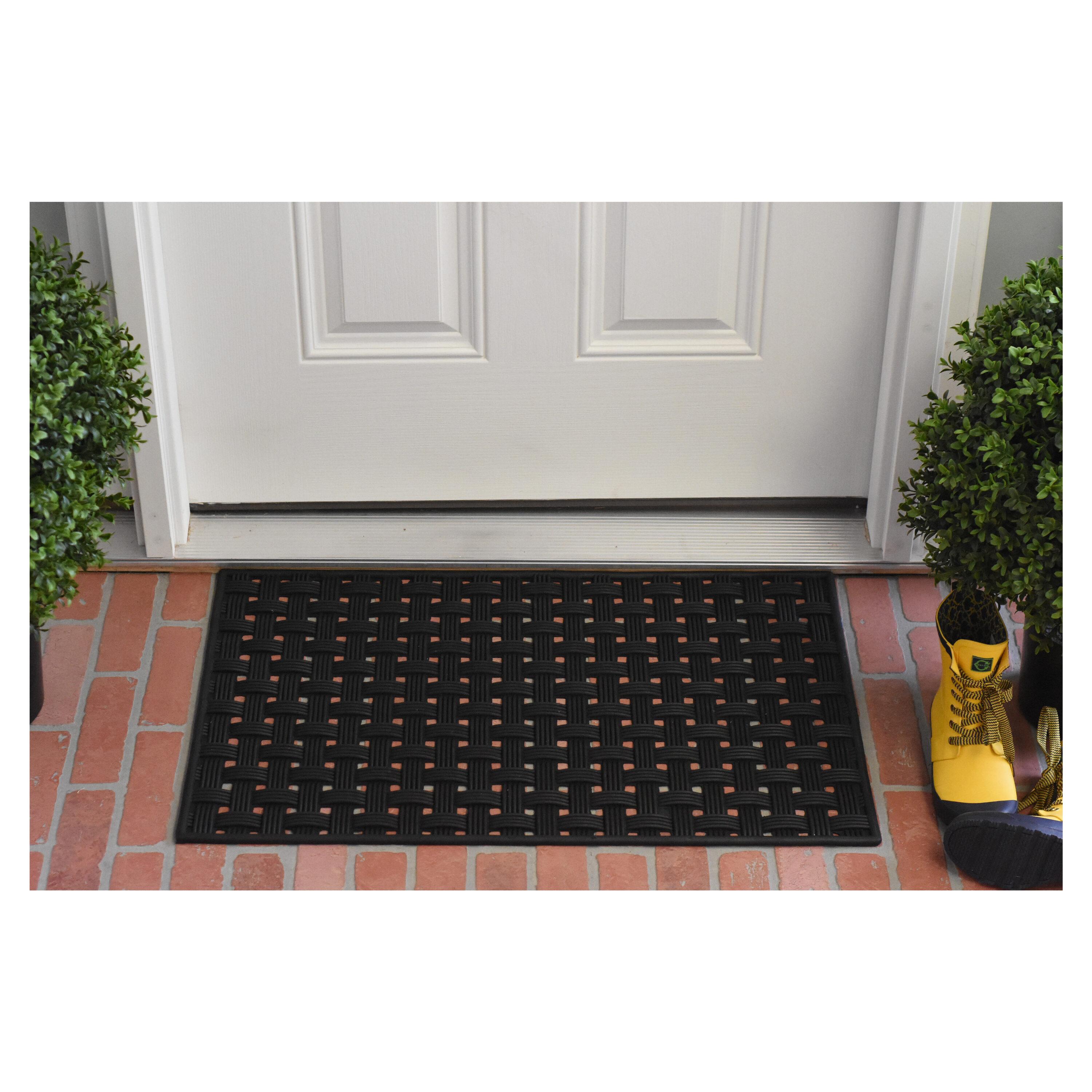 Oscar Weave Black Rubber Rectangular Indoor/Outdoor Decorative Doormat