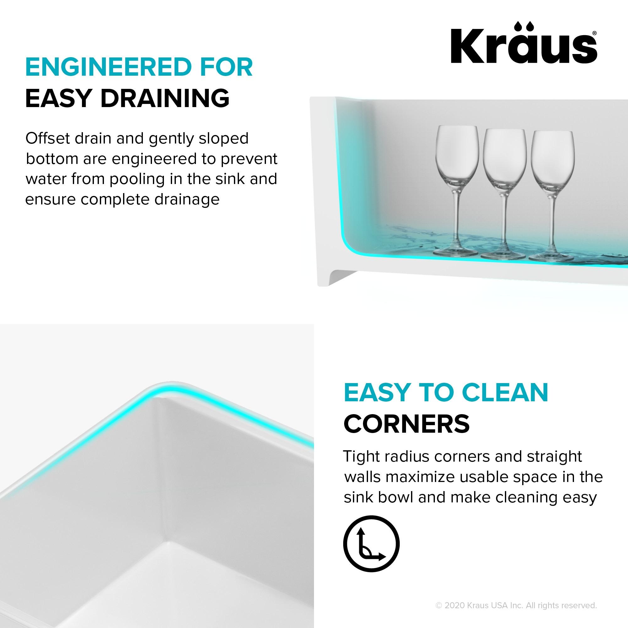 KRAUS Turino™ Workstation 33" L Farmhouse Reversible Apron Front Fireclay Single Bowl Kitchen Sink