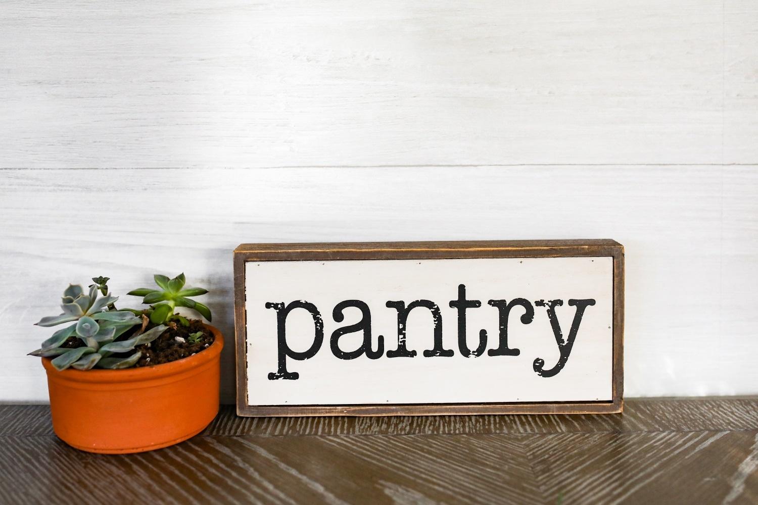 Parisloft Pantry Rustic Wood Block Sign, Small Farmhouse Tabletop Decor for Kitchen