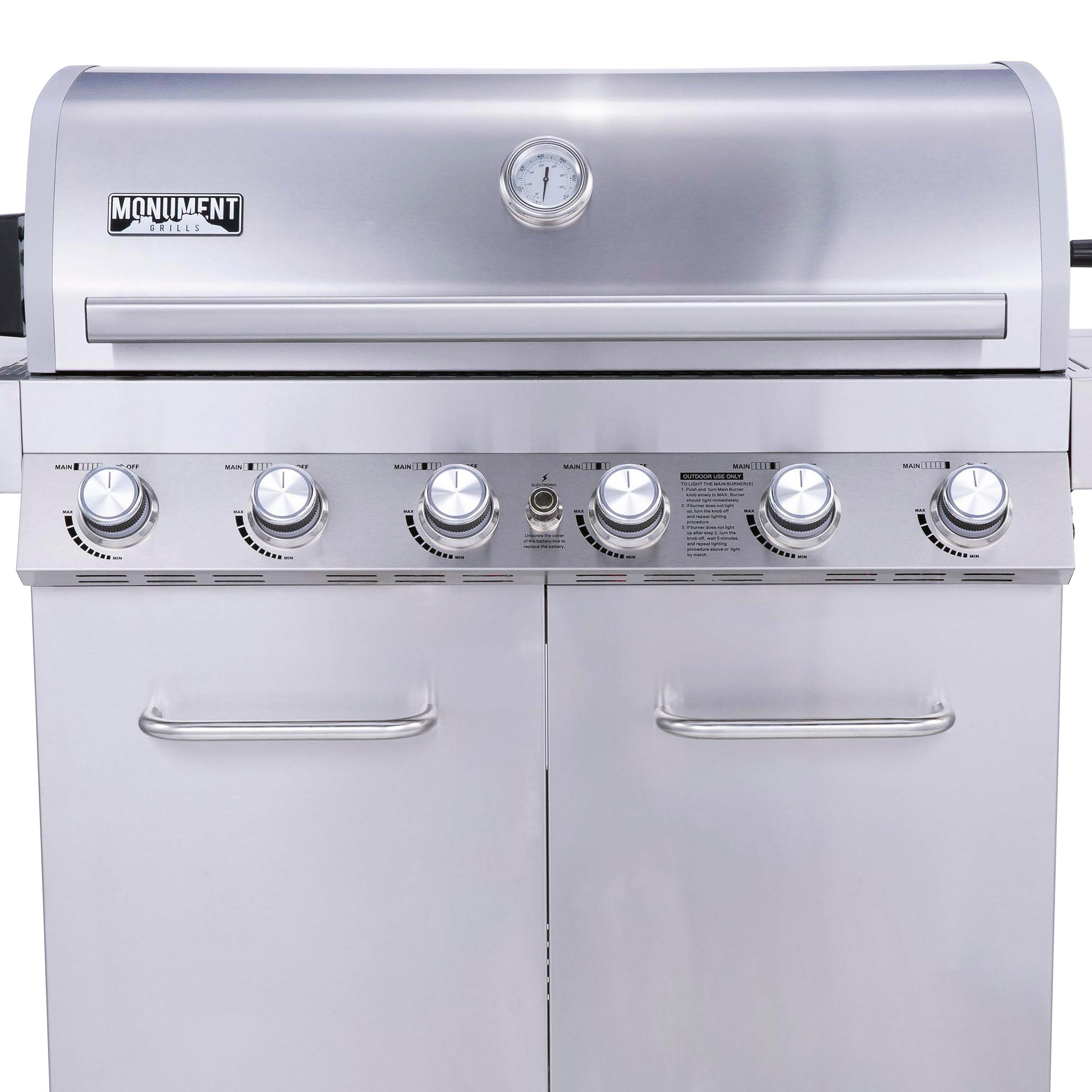 Monument Grill 77352 6-Burner Stainless Propane Gas Grillwith Rotisserie Kit