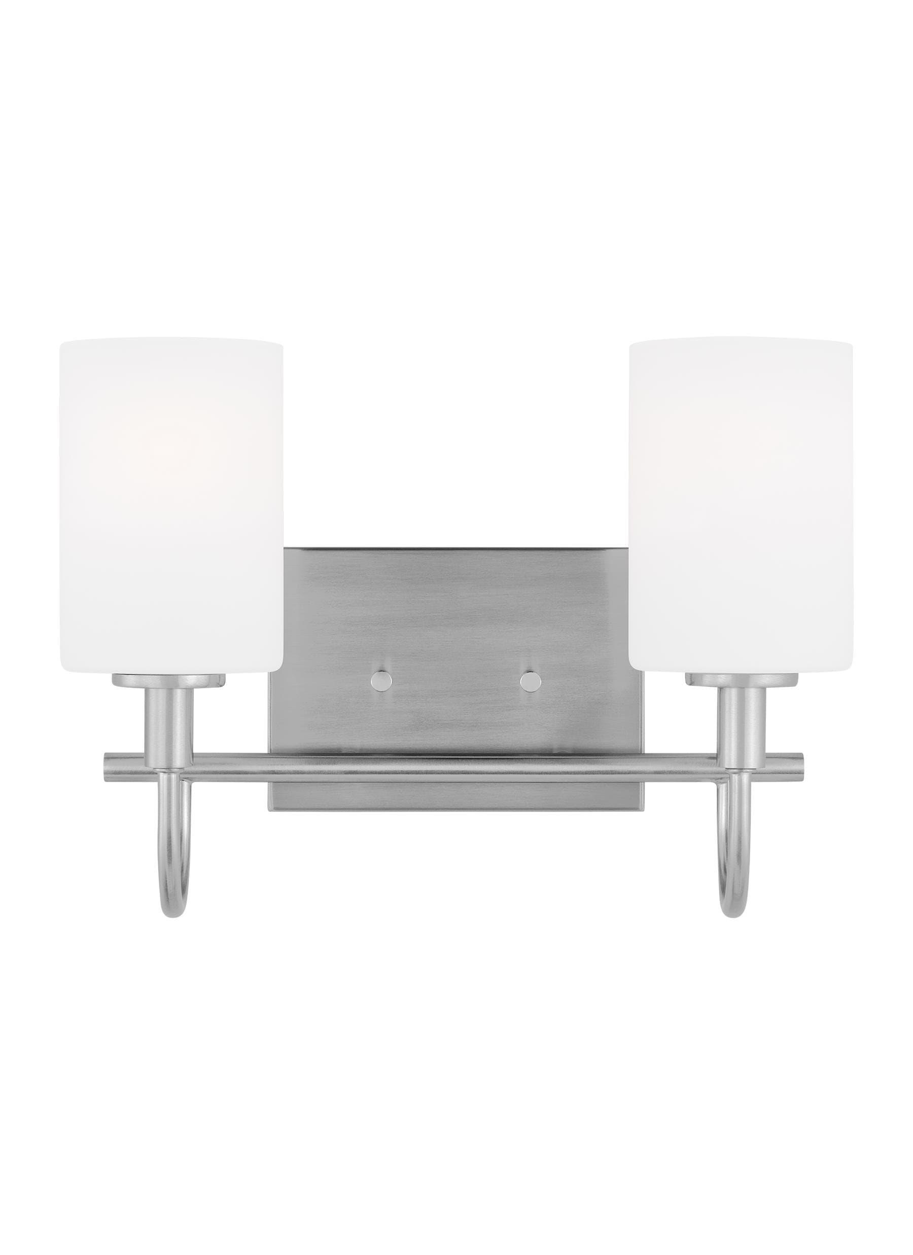 Oak Moore 13.875" Brushed Nickel 2-Light Bath Vanity with Etched Glass