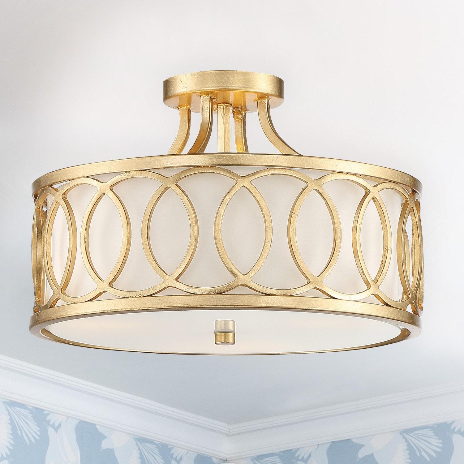 Crystorama Lighting Graham 3 - Light Semi-Flush Mount in  Antique Gold