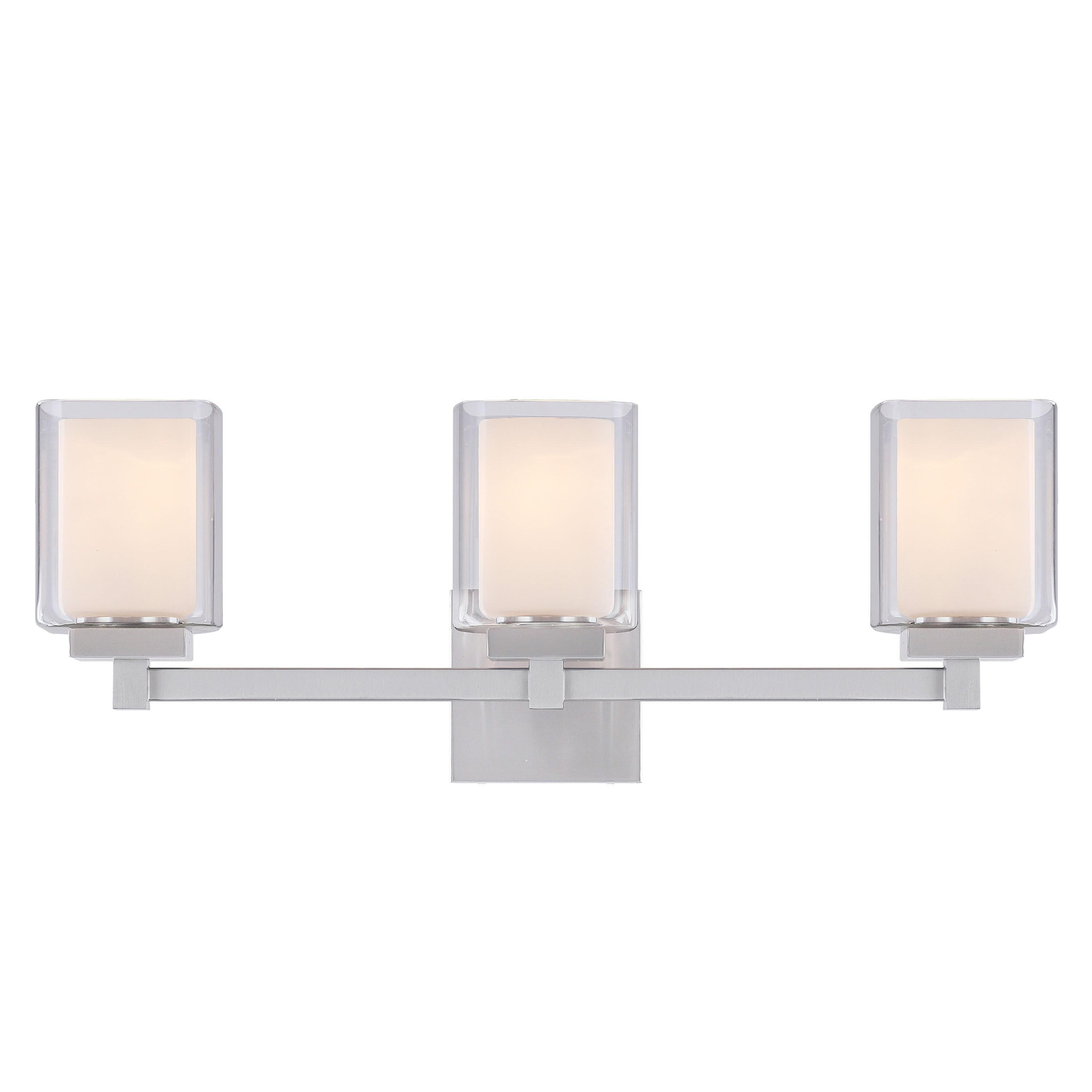 Aspen Creative 62327, Bathroom Vanity 3 Lights Fixture 24"W x 9"H x 5-3/4"E. Satin Nickel Finish, Bulb Not Included