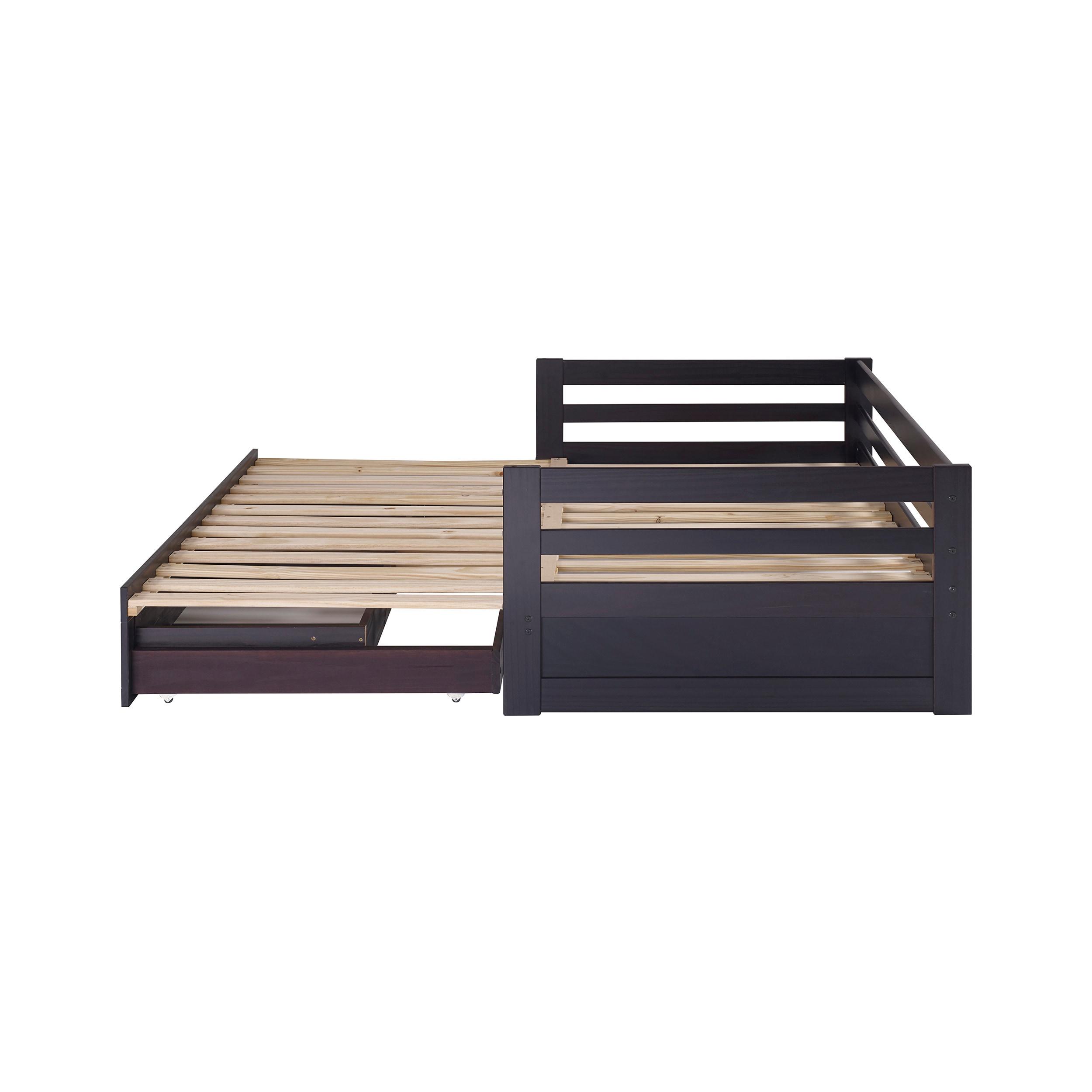 Alaterre Furniture Jasper Twin to King Extending Day Bed with Storage Drawers, Espresso