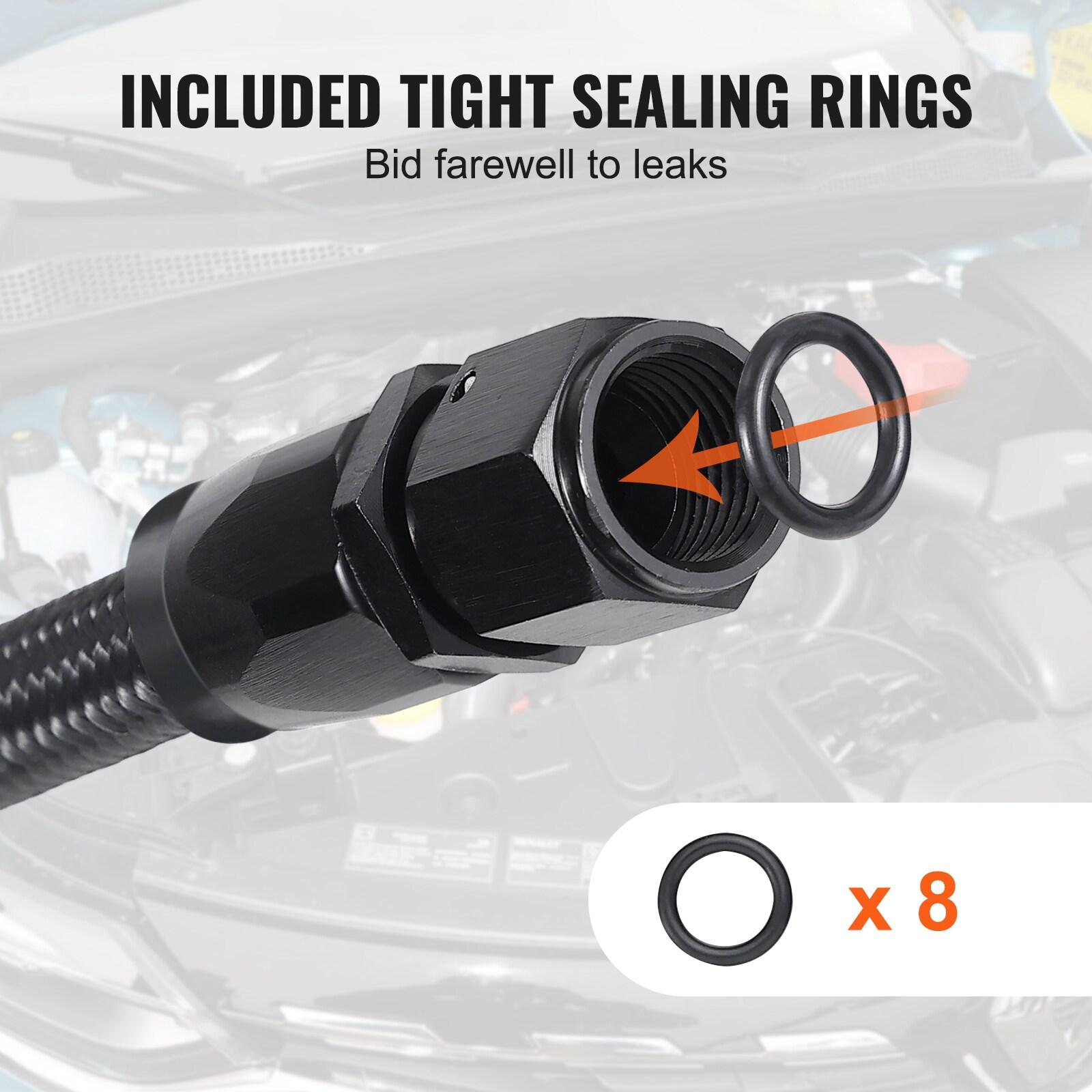 6AN Fuel Line Kit, 25 FT Fuel Hose Kit, 5/16" Nylon Stainless Steel Braided PTFE Fuel Line Kit, E85/Oil/Gas/Diesel Hose End Fitting Kit, with 15 PCS Swivel Fitting Adapter