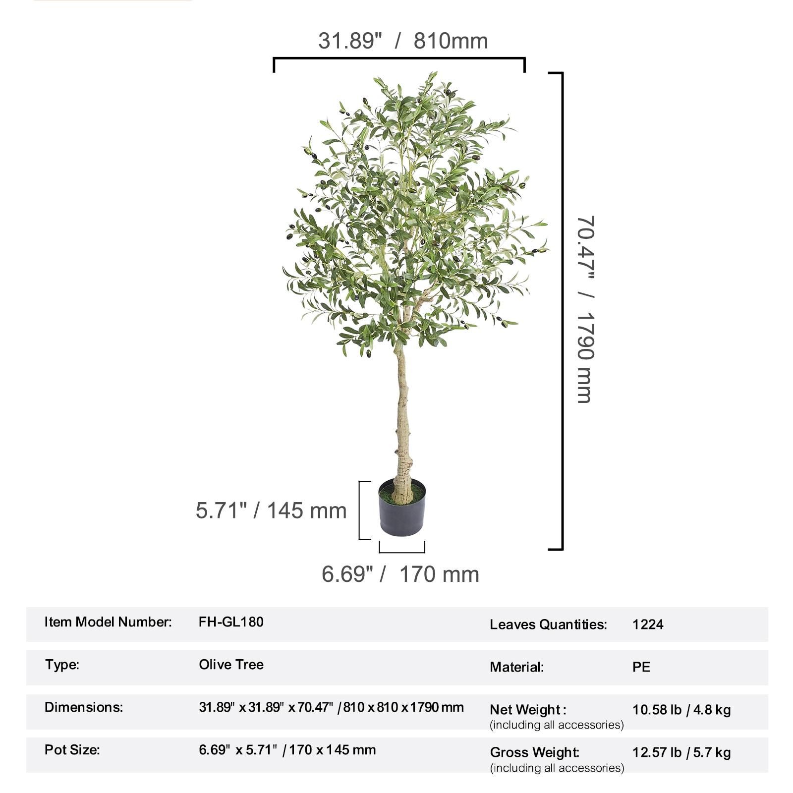 6 ft. Artificial Olive Tree Secure PE Material and Anti-Tip Tilt Protection Low-Maintenance Plant