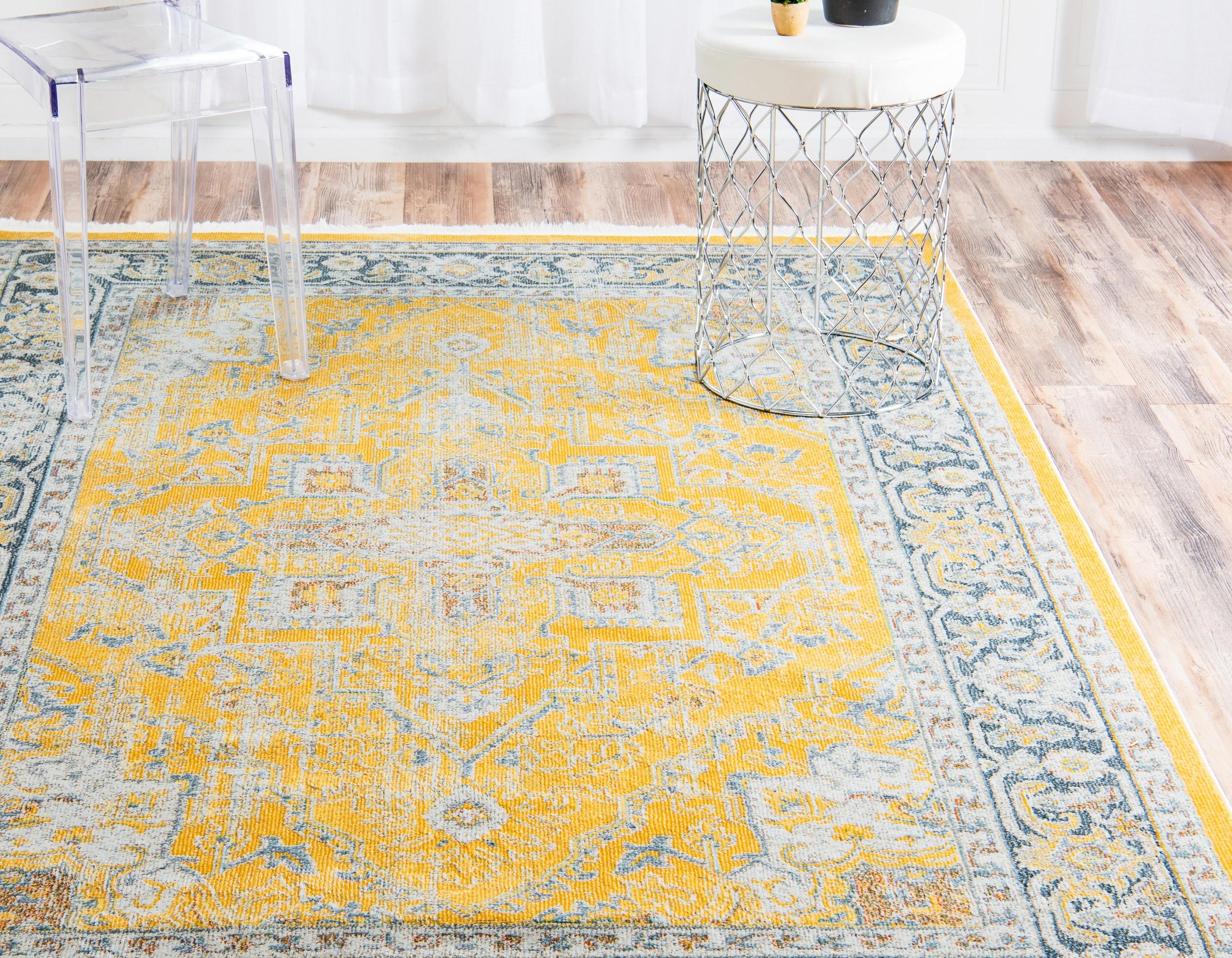 Unique Loom Baracoa Collection Area Rug - Prado (4' 3" x 6' 1" Rectangle Yellow/Ivory)