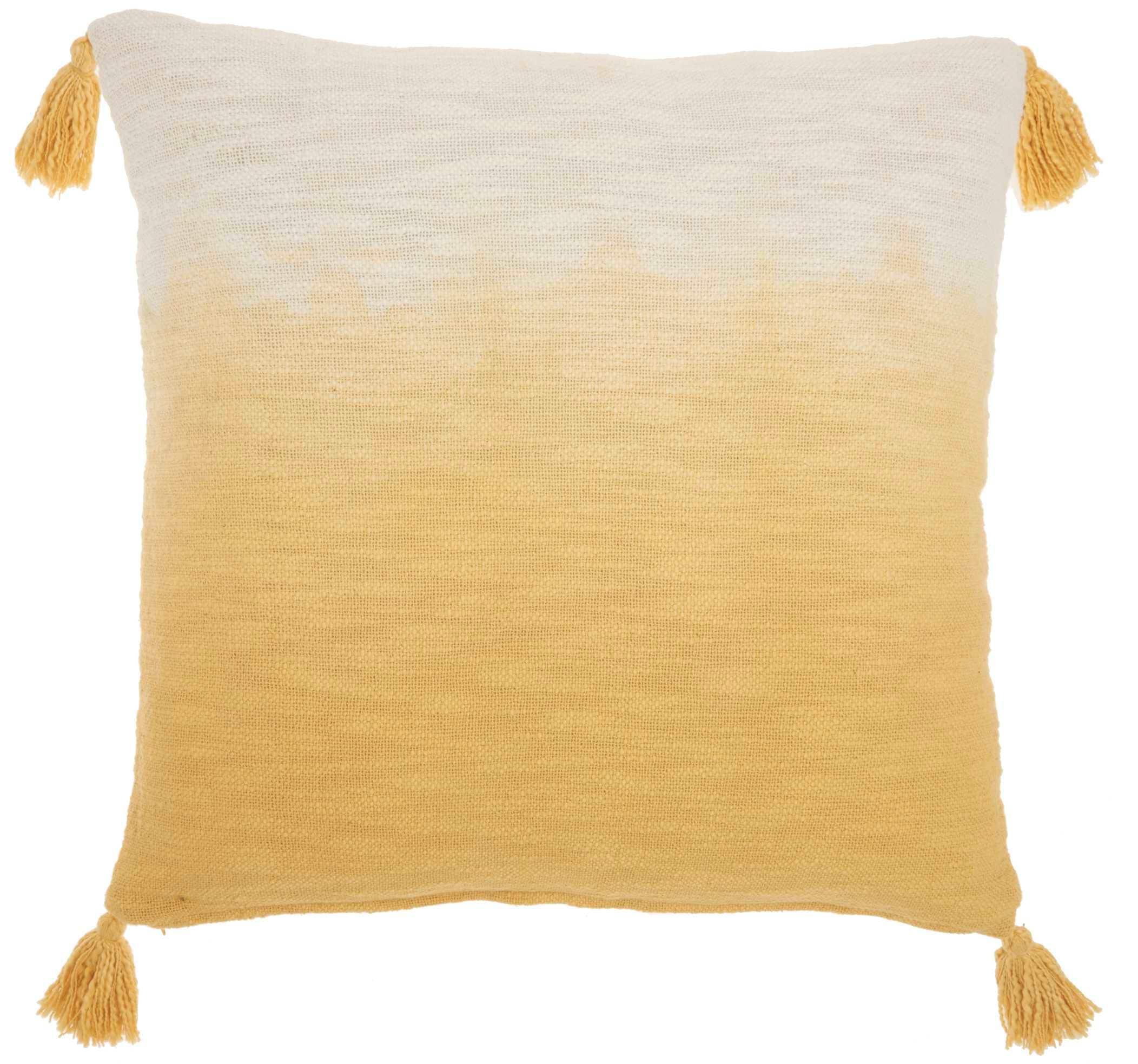 Mustard Ombre Tassel Square Throw Pillow Set, 22" x 22"