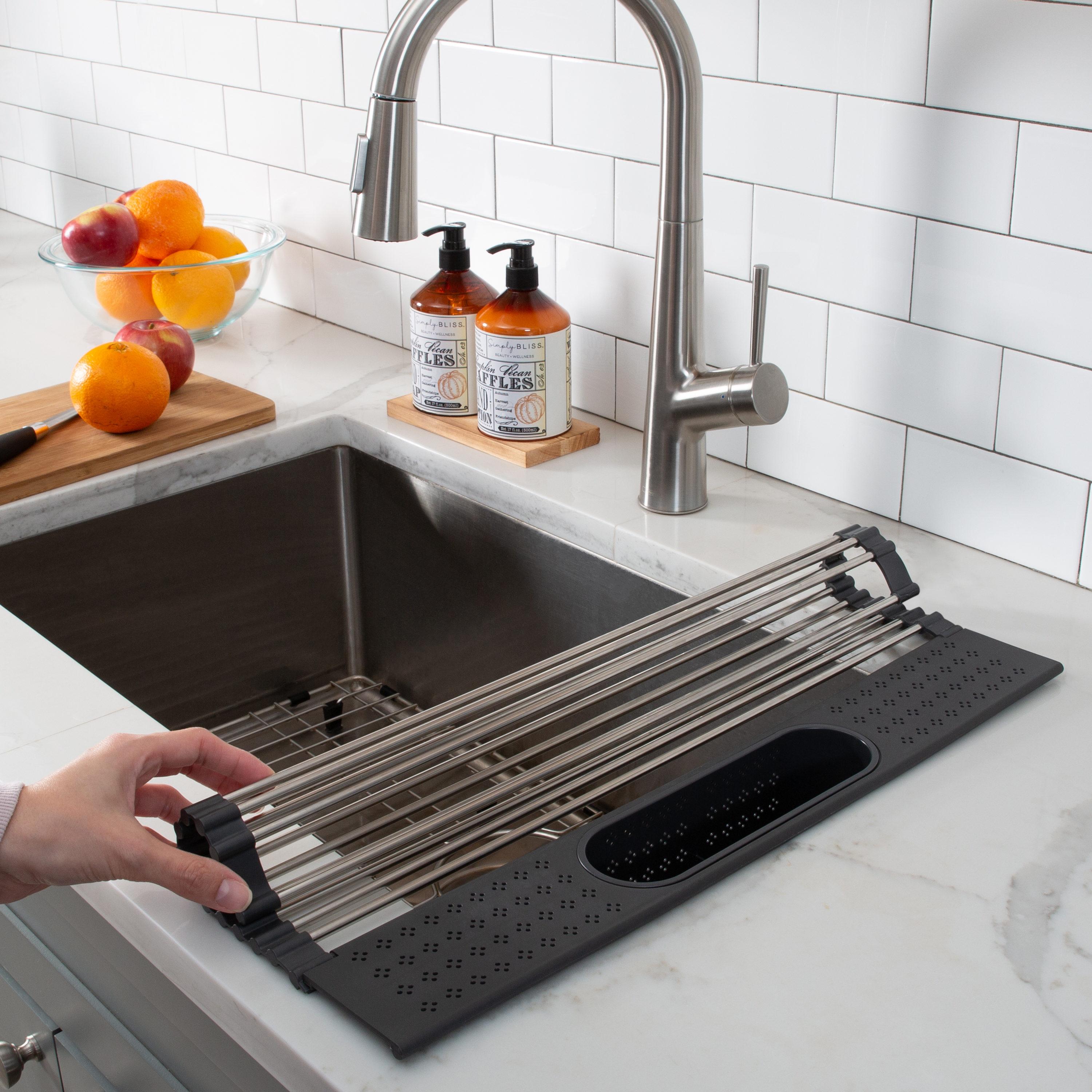 Kitchen Details Adjustable Stainless Steel Over The Sink Dish Rack