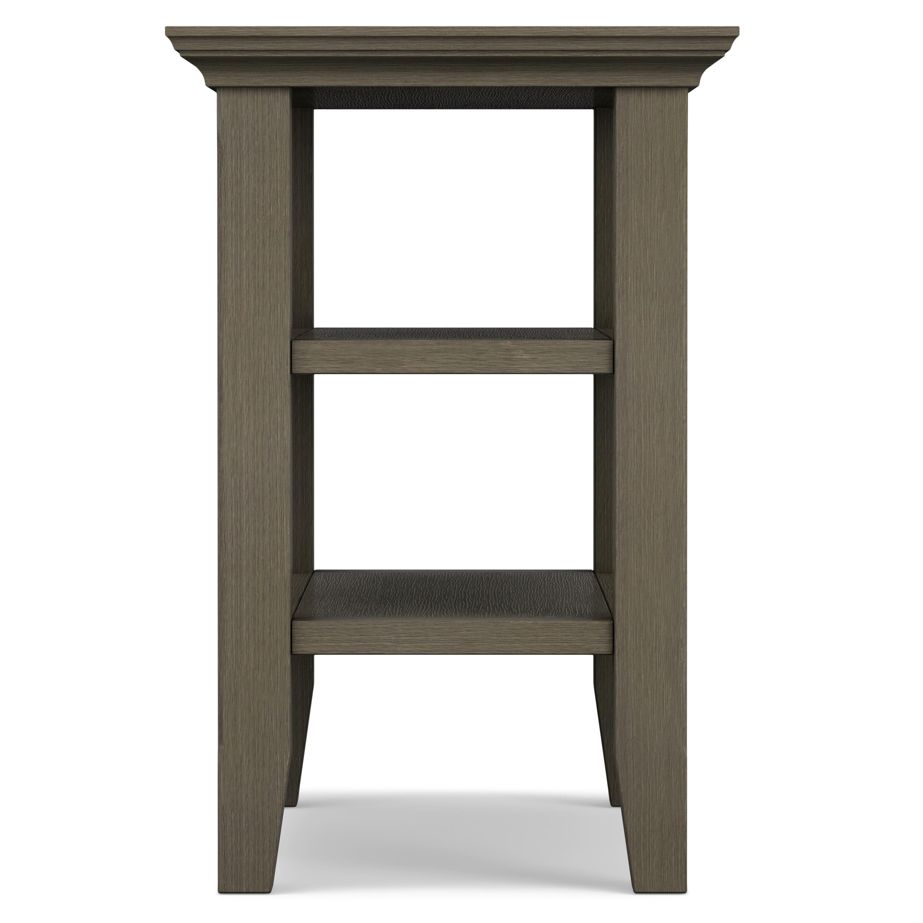 Simpli Home Acadian Wood 14" Rectangle Transitional Narrow Side Table in Farmhouse Gray