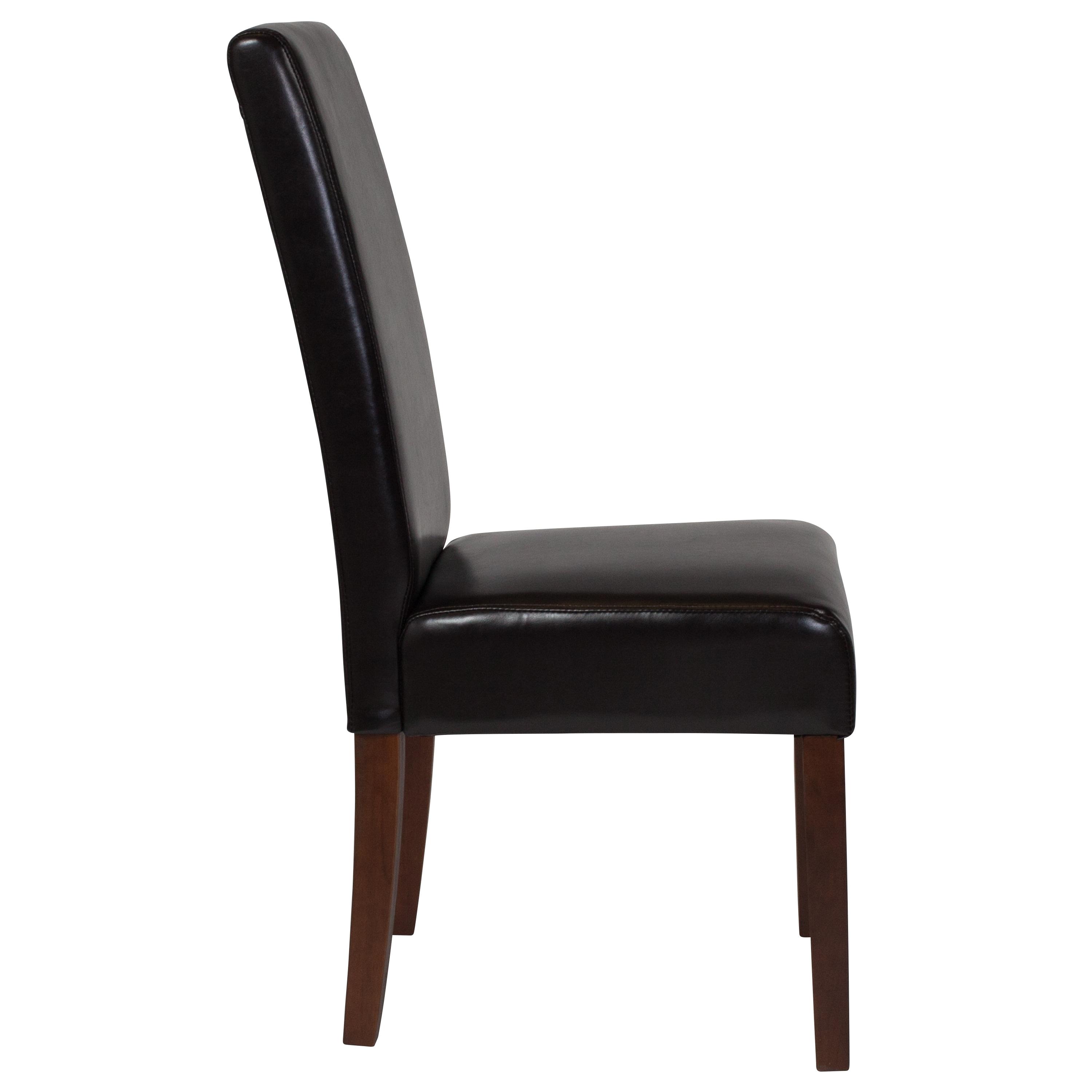 Flash Furniture Greenwich Series Brown LeatherSoft Upholstered Panel Back Mid-Century Parsons Dining Chair