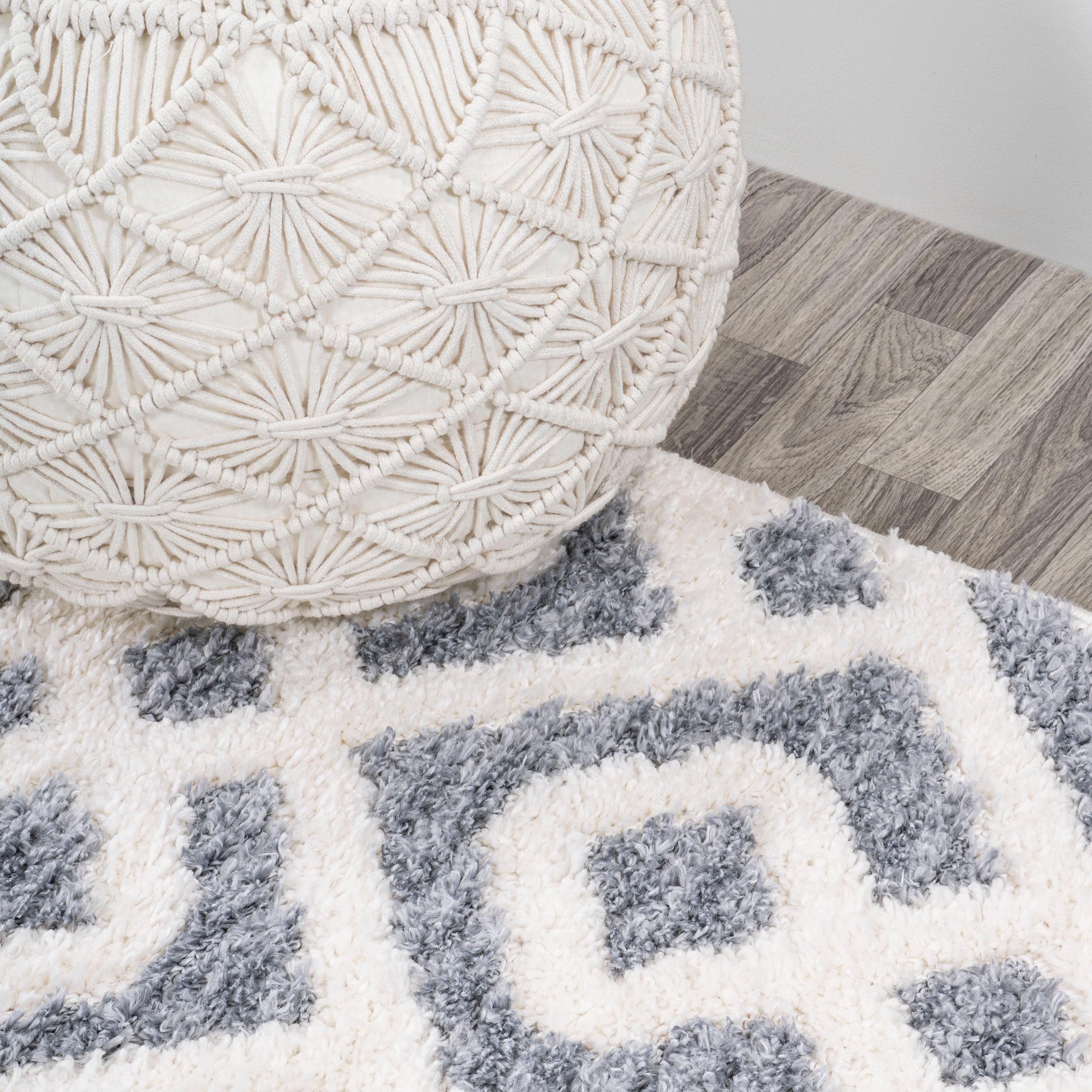 3' x 5' Astrid Retro Trellis High-Low Area Rug, Cream/Gray - JONATHAN Y