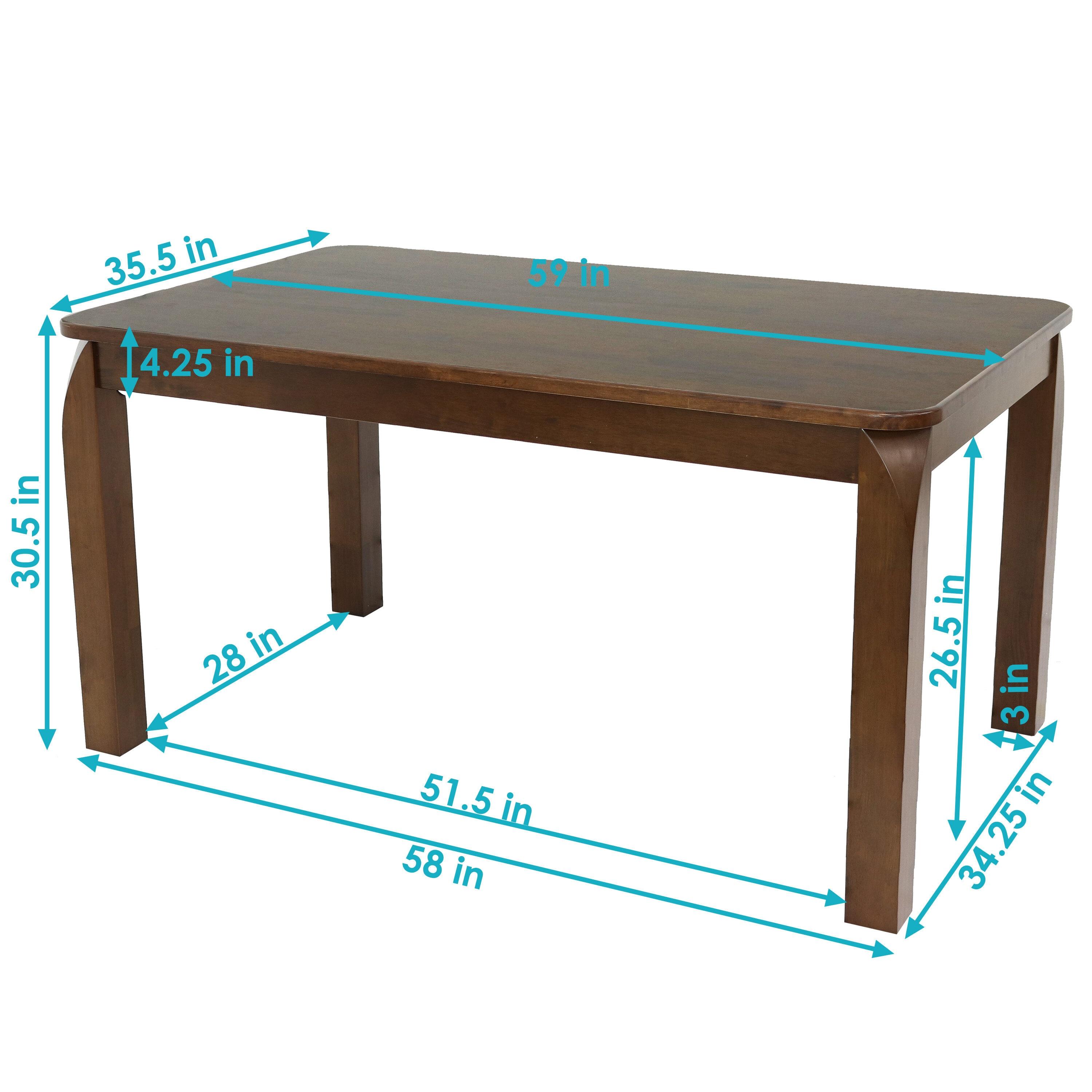 Sunnydaze Indoor 5-Foot Solid Rubberwood Rectangular Dining Table - Dark Walnut