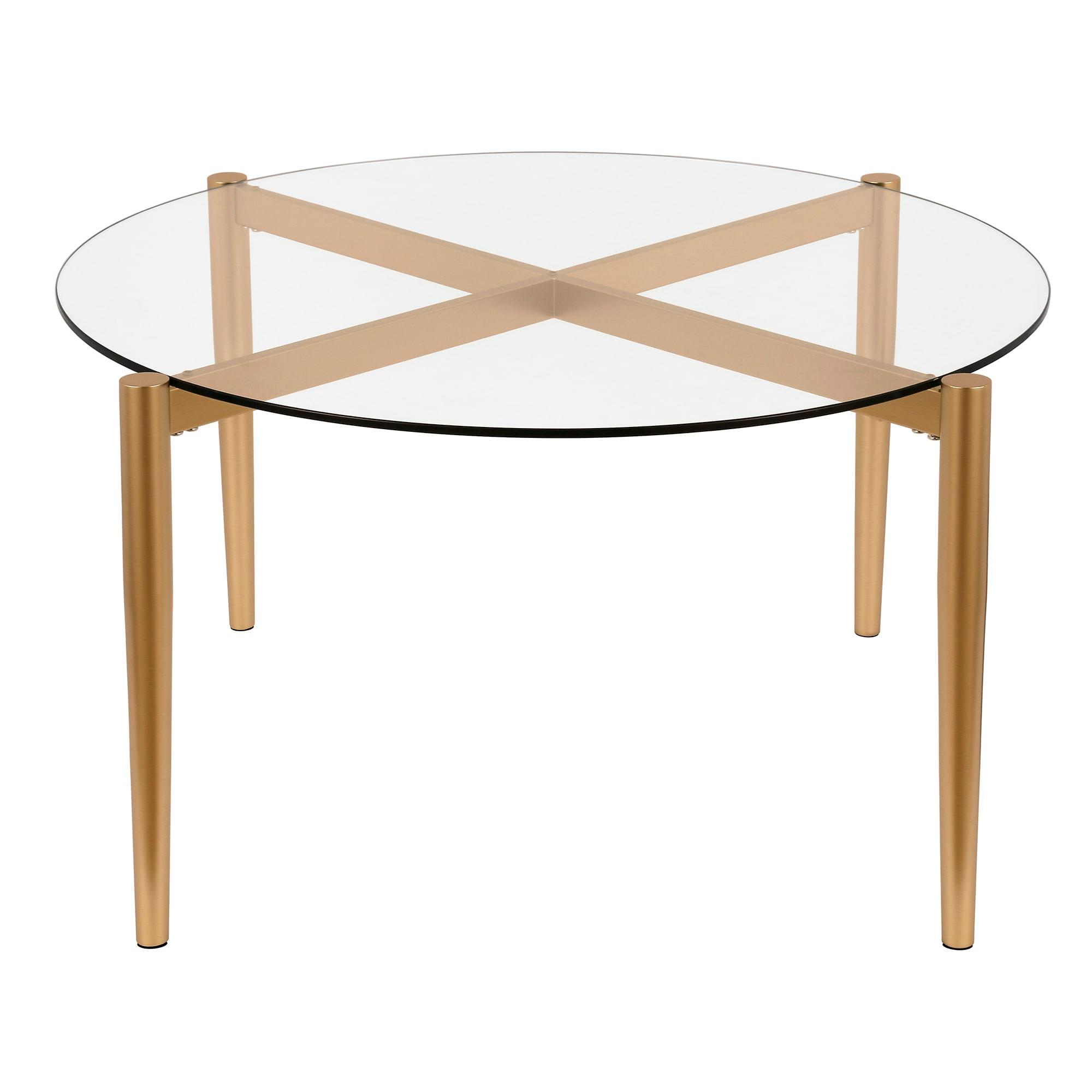 Evelyn&Zoe Kadmos 36'' Wide Round Coffee Table, Brass