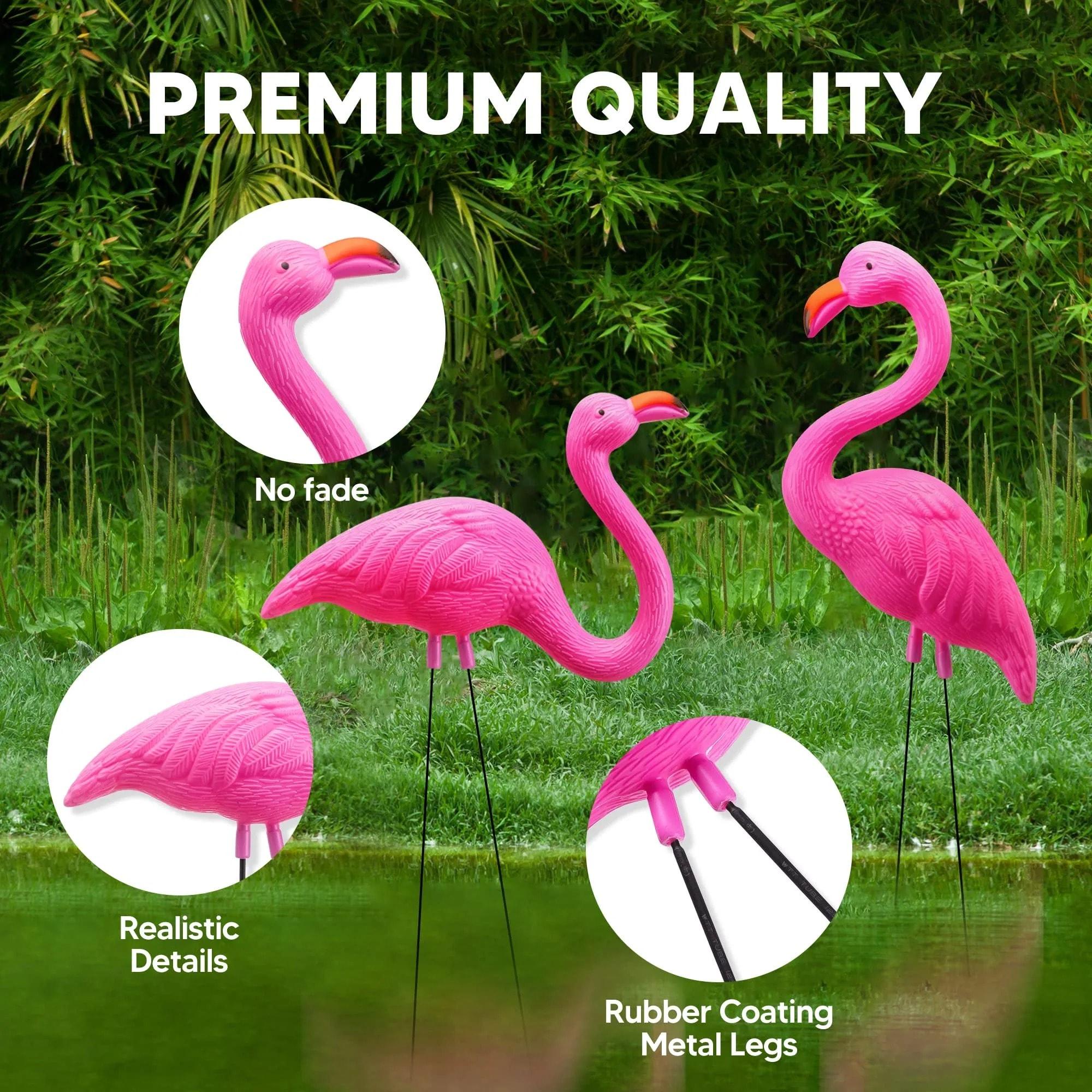 SYNCFUN 10 Pack Small Yard Flamingos Ornament Stakes Mini Pink Flamingo Yard Decor  (3-10IN)