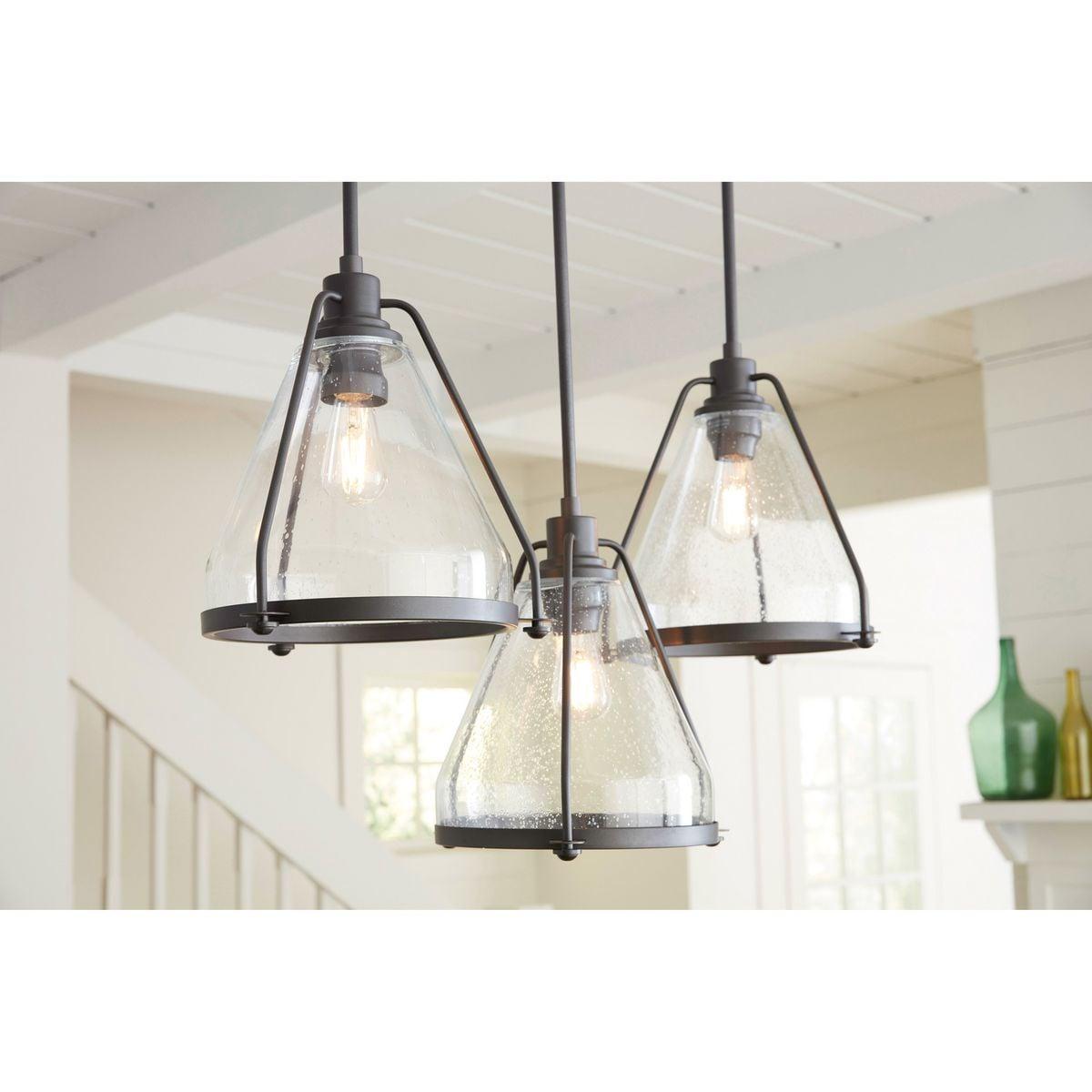 Progress Lighting, Range Collection, 1-Light Wall Sconce, Graphite Finish, Clear Seeded Glass Shade