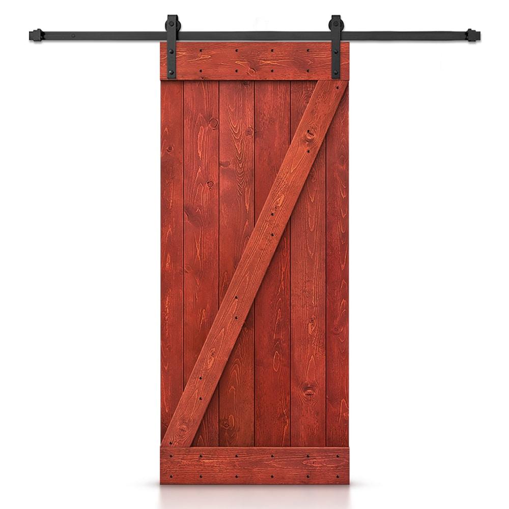 Calhome Solid Wood Paneled Painted with Installation Hardware Kit Barn Door