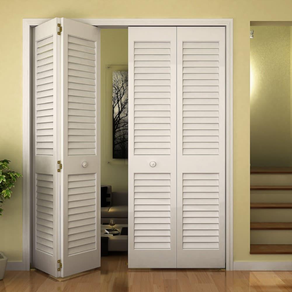 Kimberly Bay Louvered Wood Painted Plantation Bi-Fold Door