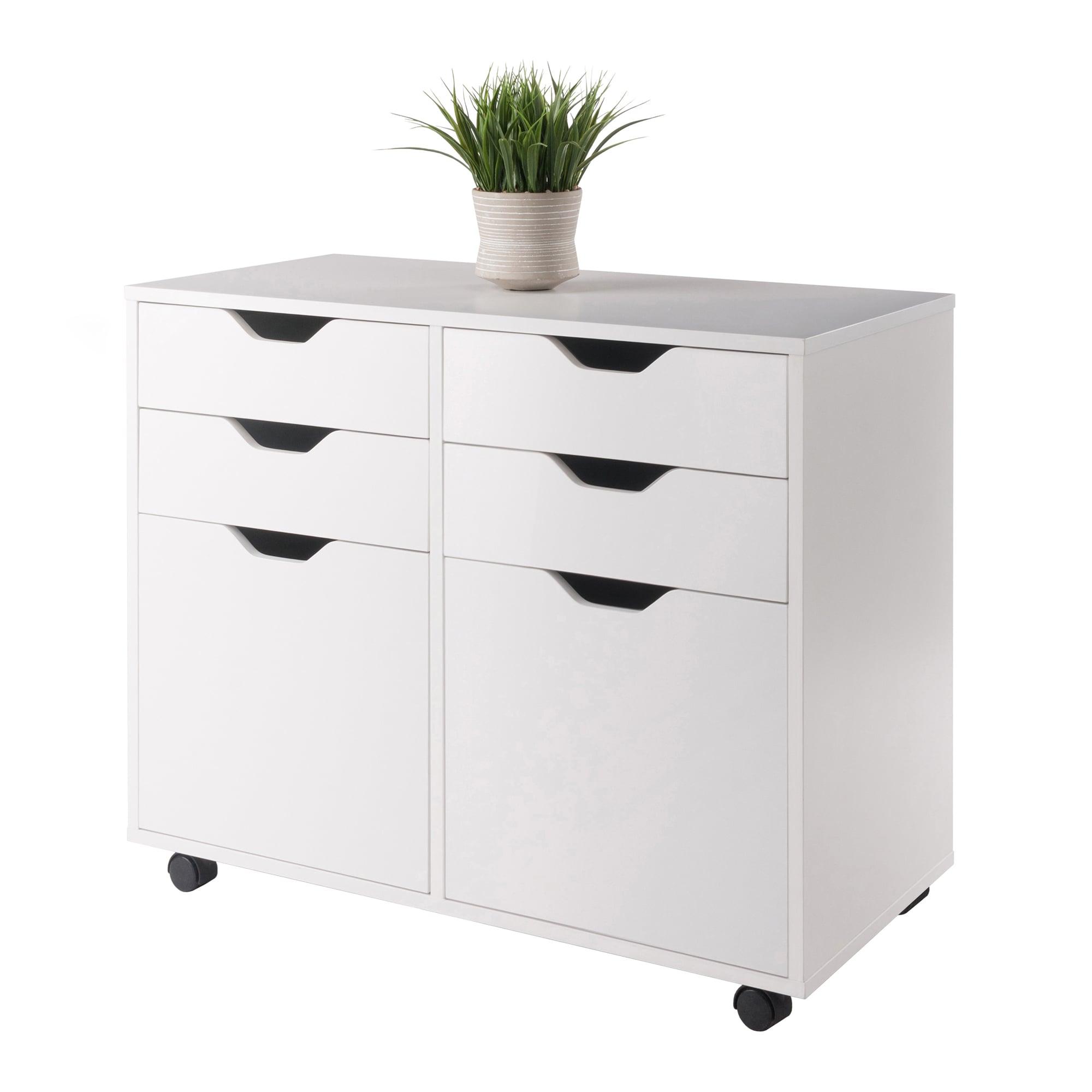 Halifax 2 Sections Mobile Storage Cabinet White - Winsome: Modern Accent Furniture with 4 Drawers & 2 Compartments