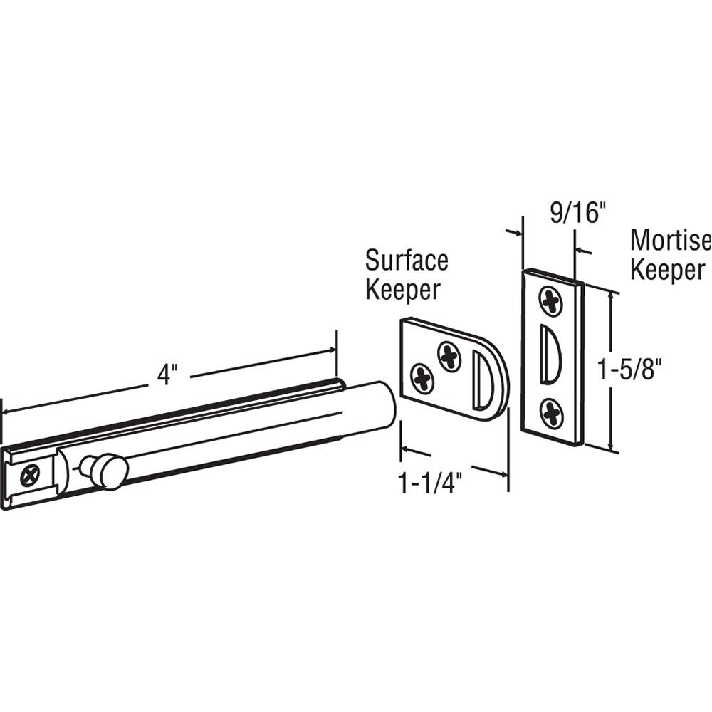 Prime-Line 4 in. Surface Bolt (Single Pack)