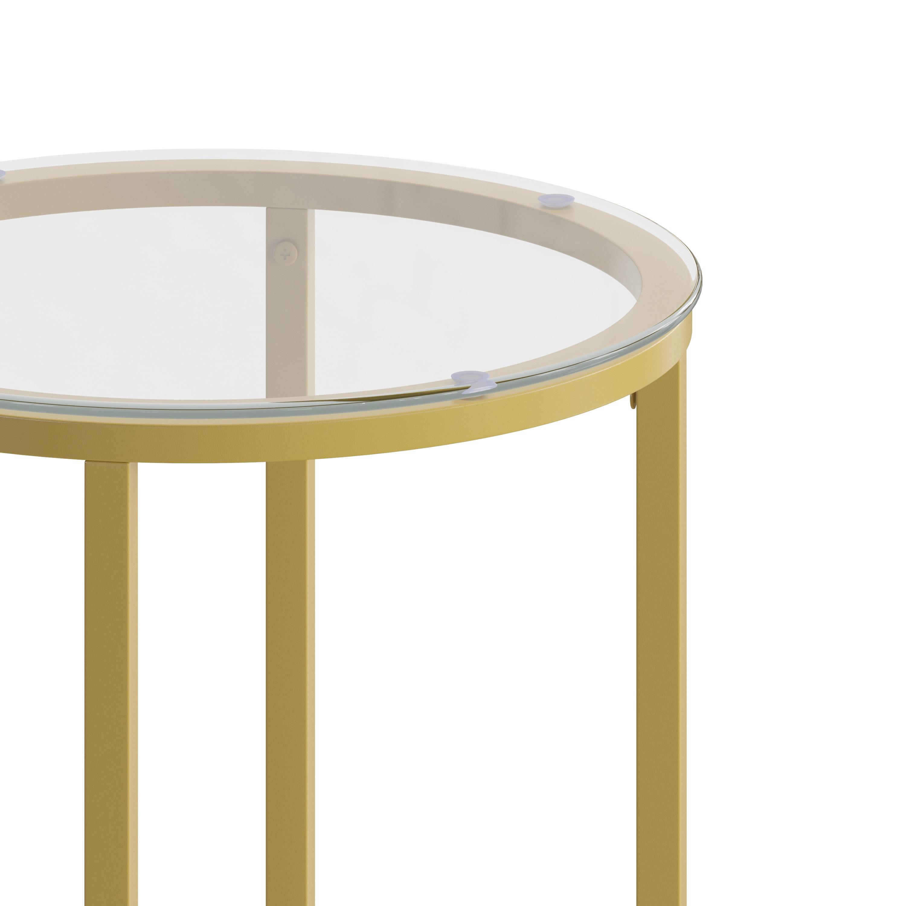 Flash Furniture Greenwich Collection End Table - Modern Clear Glass Accent Table with Crisscross Brushed Gold Frame